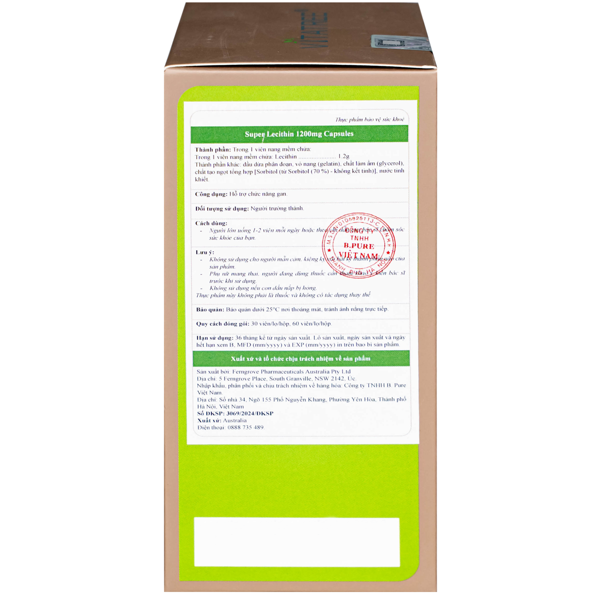 Hình ảnh Viên uống hỗ trợ chức năng gan Vitatree Super Lecithin 1200mg Capsules (Hộp 60 viên)