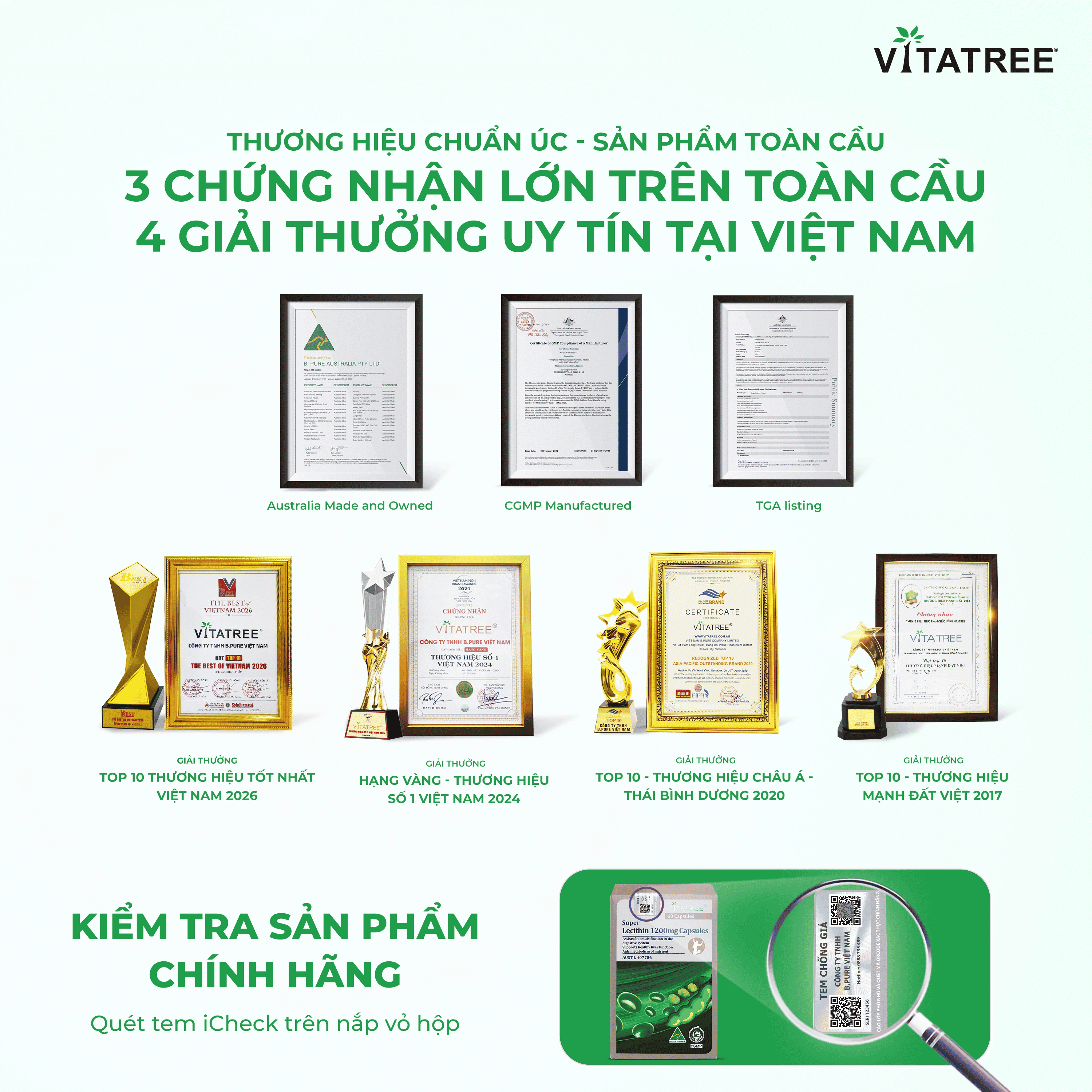 Hình ảnh Viên uống hỗ trợ chức năng gan Vitatree Super Lecithin 1200mg Capsules (Hộp 60 viên)