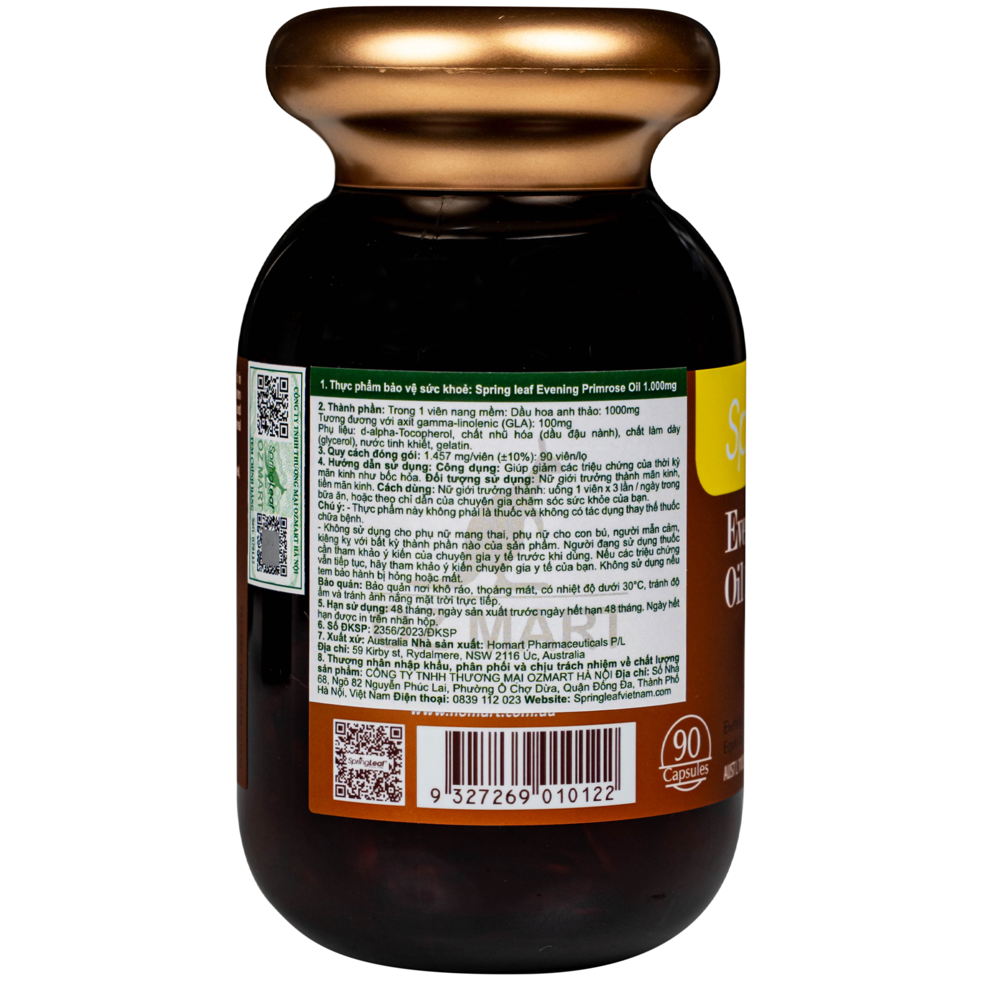 Hình ảnh Viên uống hỗ trợ giảm các triệu chứng của thời kỳ tiền mãn kinh như bốc hỏa Spring Leaf Evening Primrose Oil 1000mg (Lọ 90 viên)
