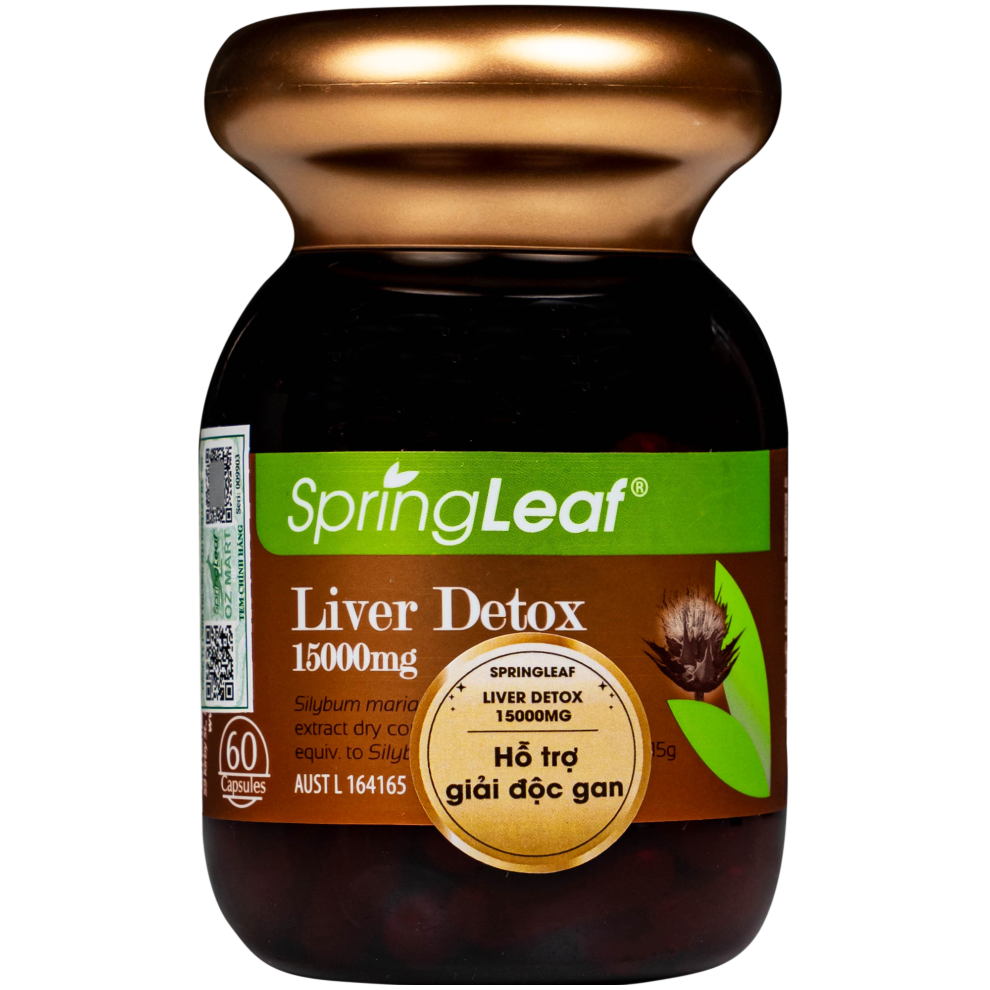 Hình ảnh Viên uống hỗ trợ giúp giải độc gan, bảo vệ gan Spring Leaf Liver Detox 15000mg (Lọ 60 viên)