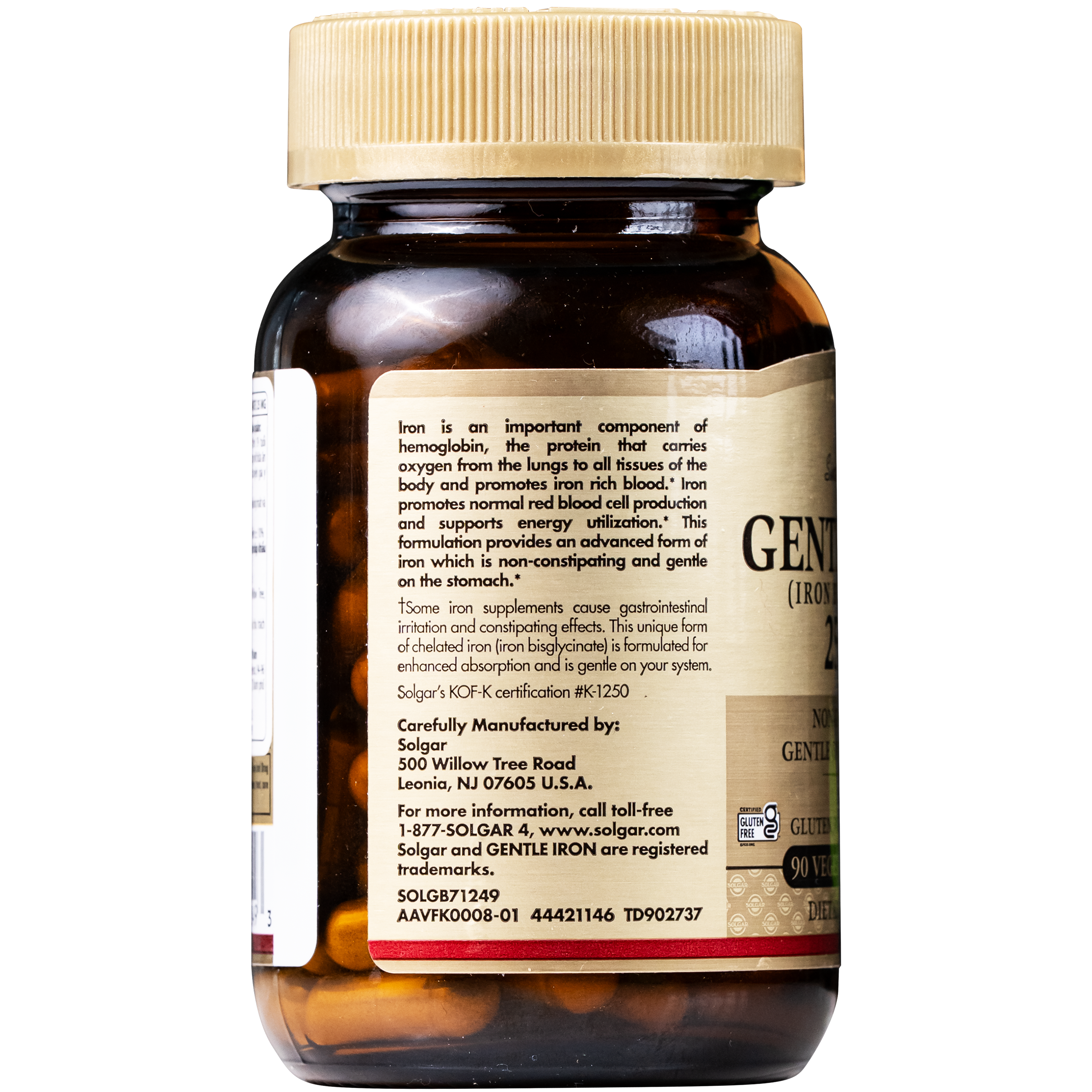 Hình ảnh Viên uống hỗ trợ quá trình sản sinh hồng cầu Gentle Iron (Iron Bisglycinate) 25 mg Solgar (90 viên)