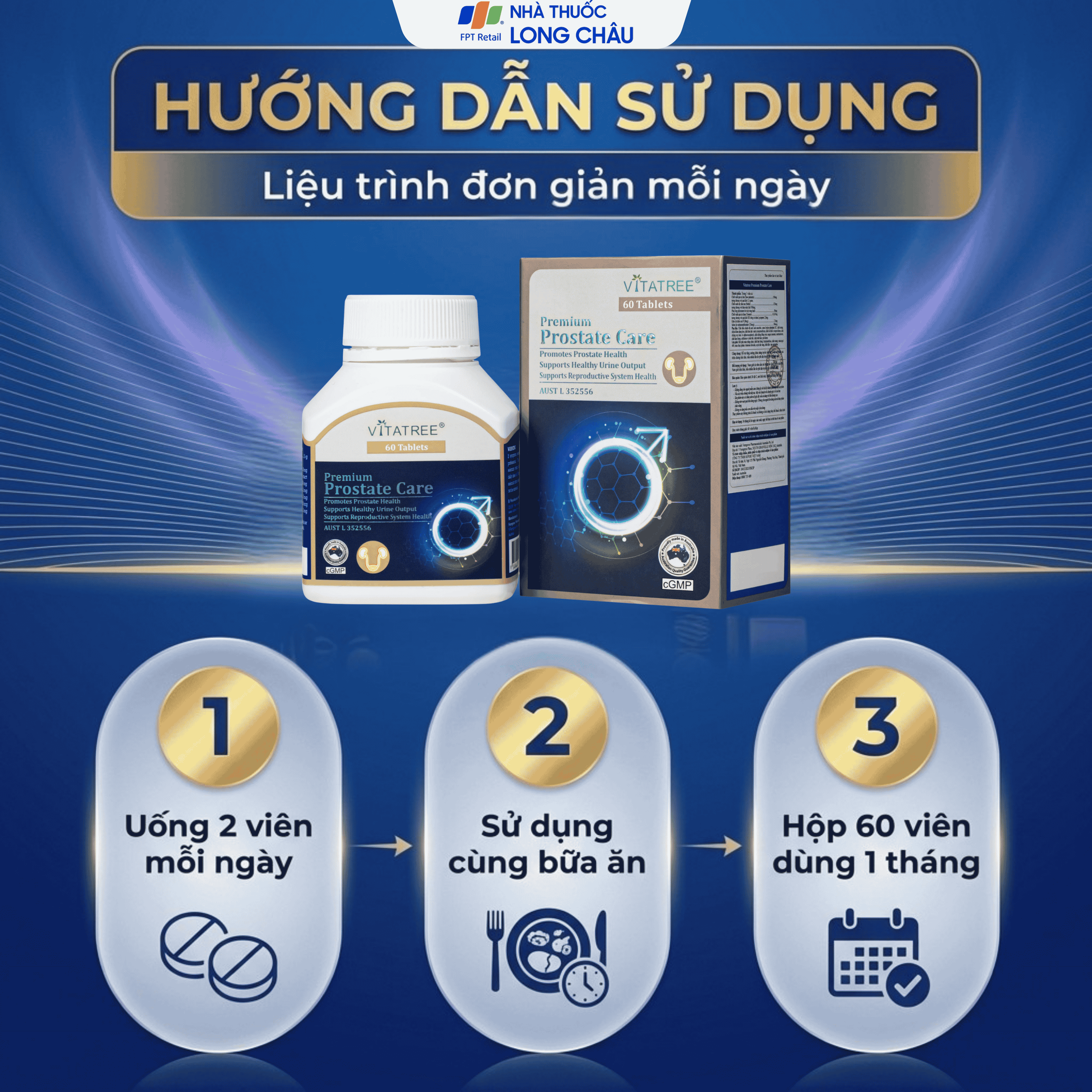 Hình ảnh Viên uống hỗ trợ tăng cường chức năng tuyến tiền liệt Vitatree Premium Prostate Care (Hộp 60 viên)