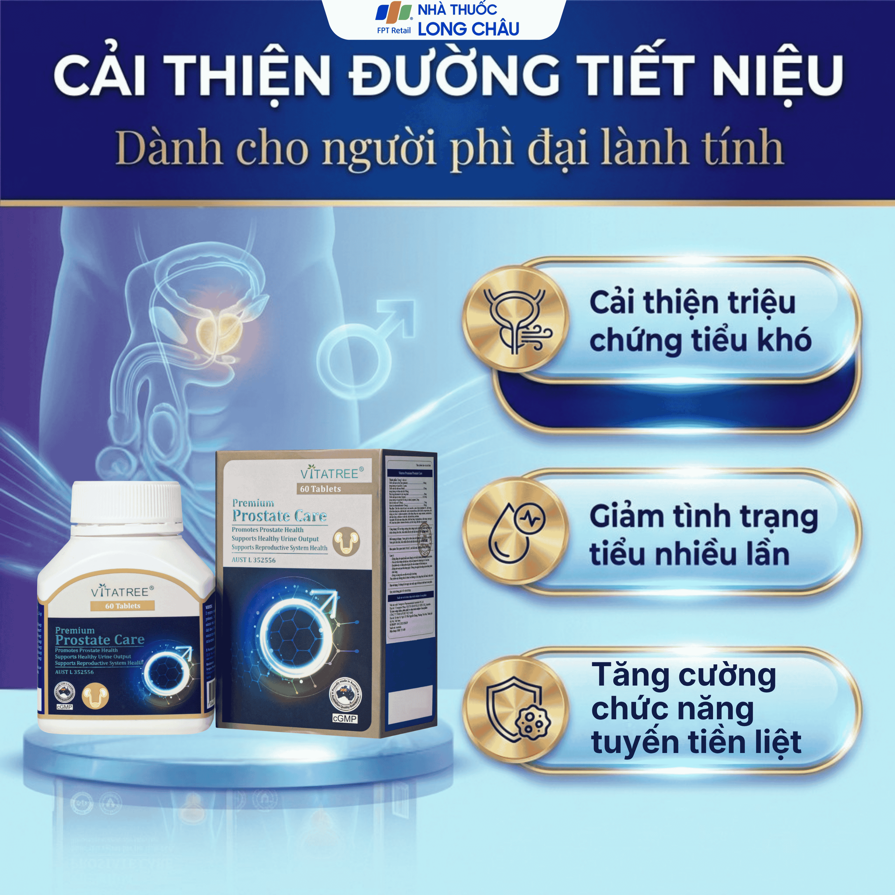 Hình ảnh Viên uống hỗ trợ tăng cường chức năng tuyến tiền liệt Vitatree Premium Prostate Care (Hộp 60 viên)