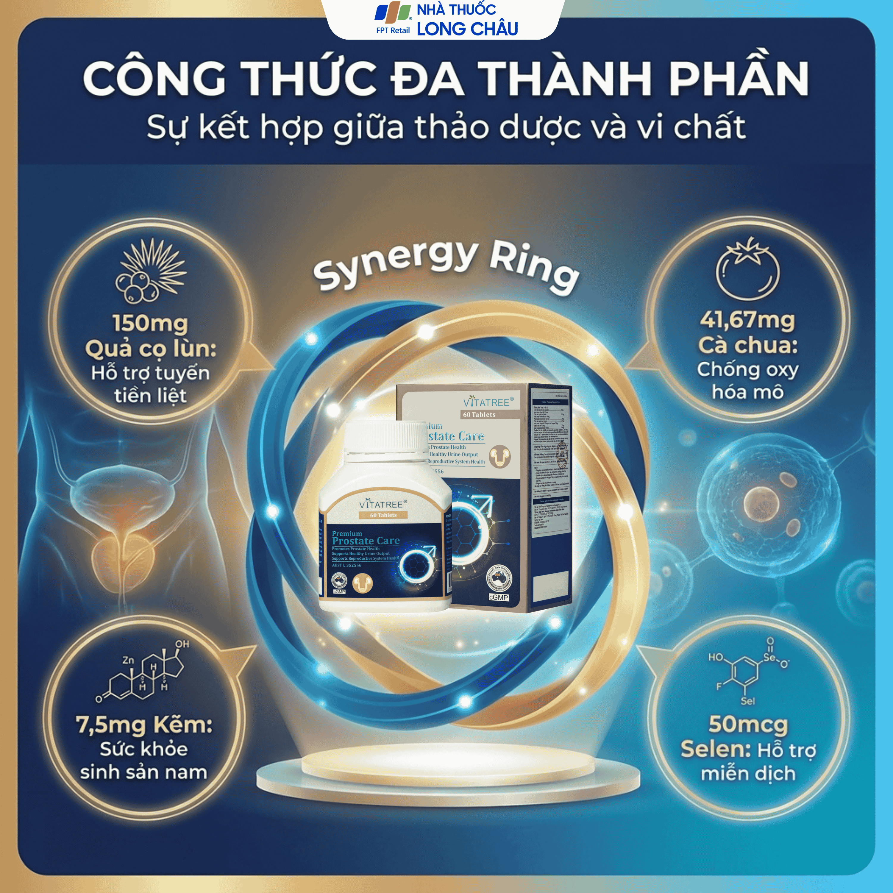 Hình ảnh Viên uống hỗ trợ tăng cường chức năng tuyến tiền liệt Vitatree Premium Prostate Care (Hộp 60 viên)