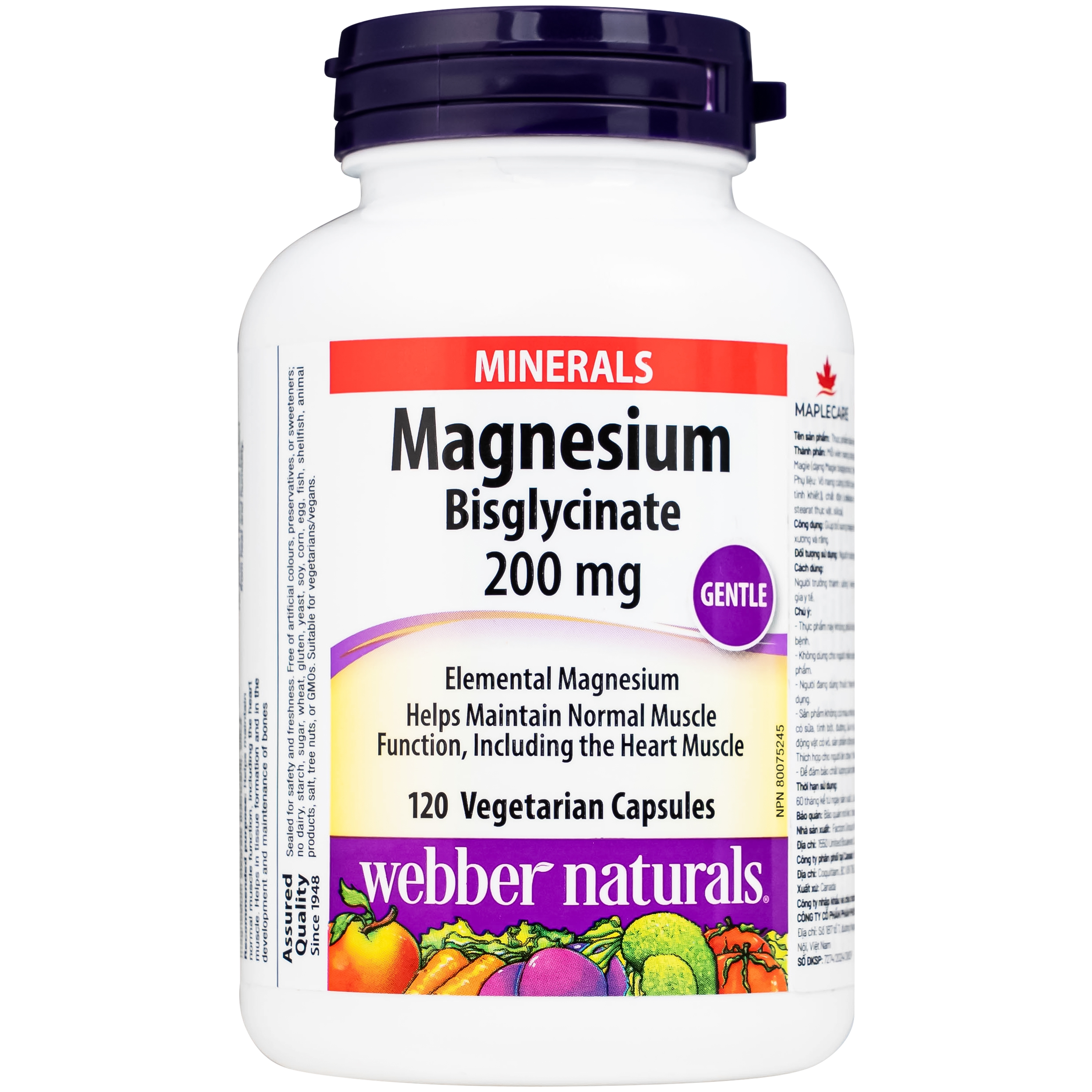 Hình ảnh Viên uống hỗ trợ xương răng chắc khỏe Magnesium Bisglycinate Webber Naturals (120 viên)