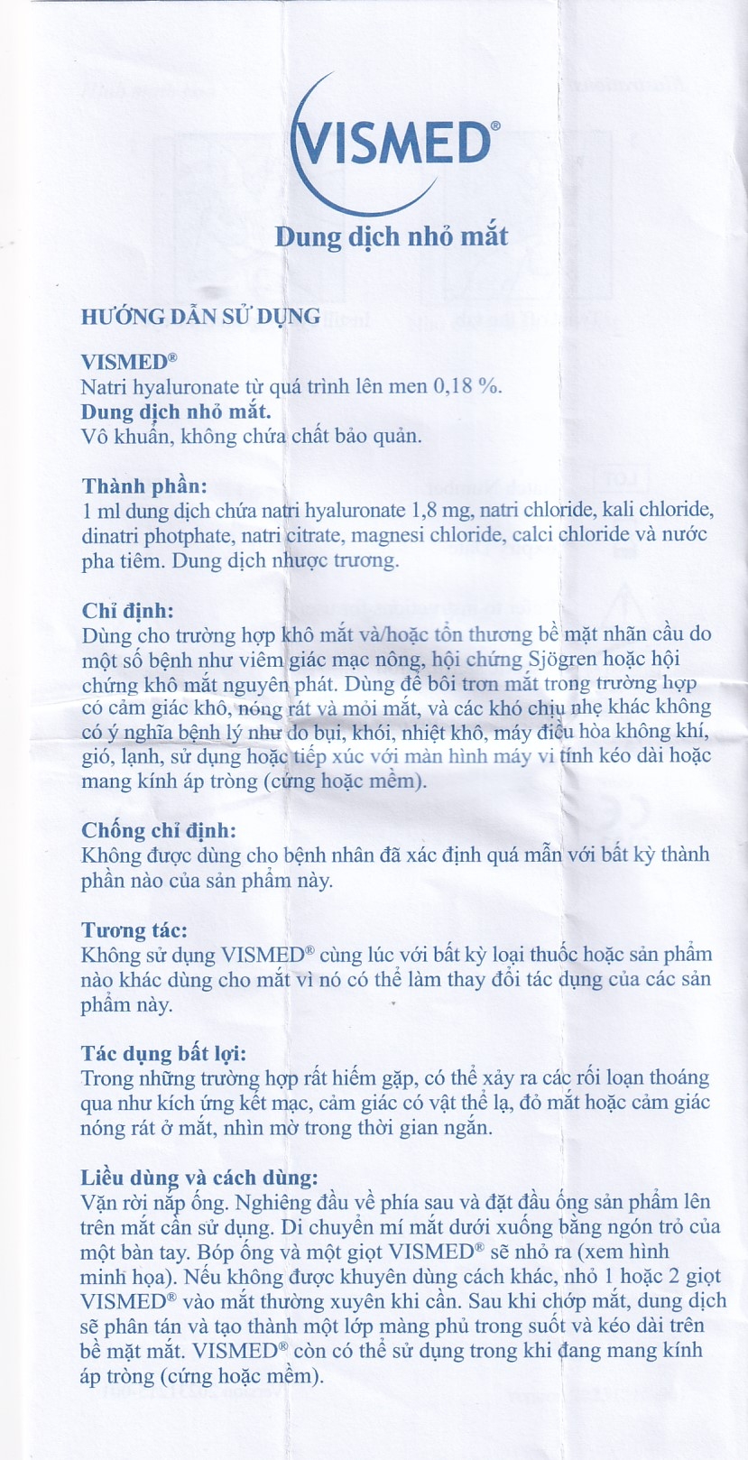 Hình ảnh Dung dịch nhỏ mắt Vismed TRB Chemedica dùng cho khô mắt hoặc tổn thương bề mặt nhãn cầu (20 ống x 0.3 ml)