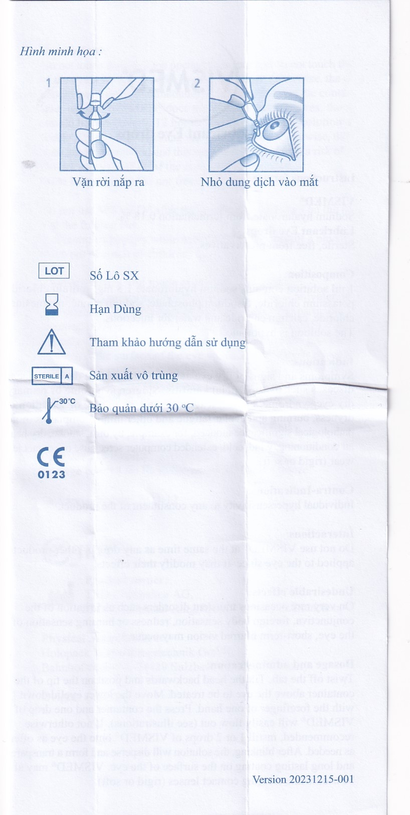 Hình ảnh Dung dịch nhỏ mắt Vismed TRB Chemedica dùng cho khô mắt hoặc tổn thương bề mặt nhãn cầu (20 ống x 0.3 ml)