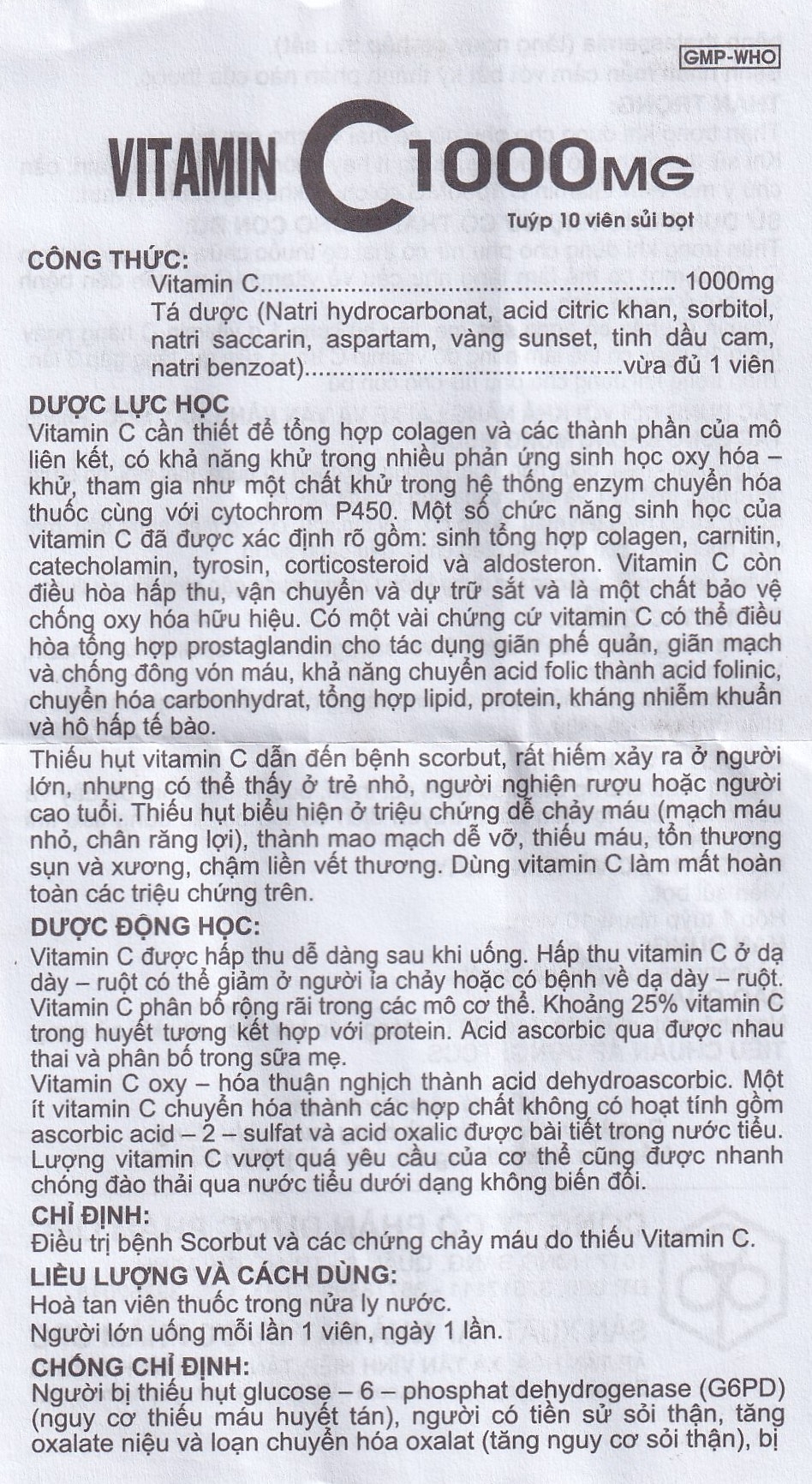 Hình ảnh Viên sủi Vitamin C 1000mg OPC điều trị bệnh Scorbut và các chứng chảy máu do thiếu Vitamin C (10 viên)