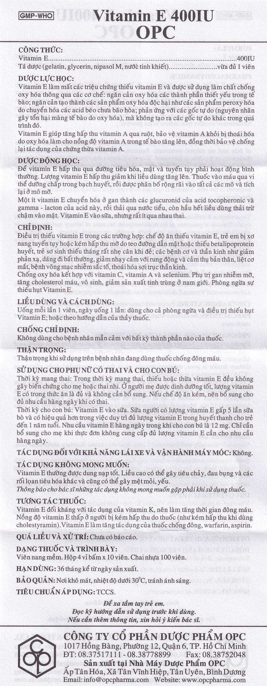 Hình ảnh Thuốc Vitamin E 400IU OPC hỗ trợ điều trị thiếu Vitamin E (4 vỉ x 10 viên)