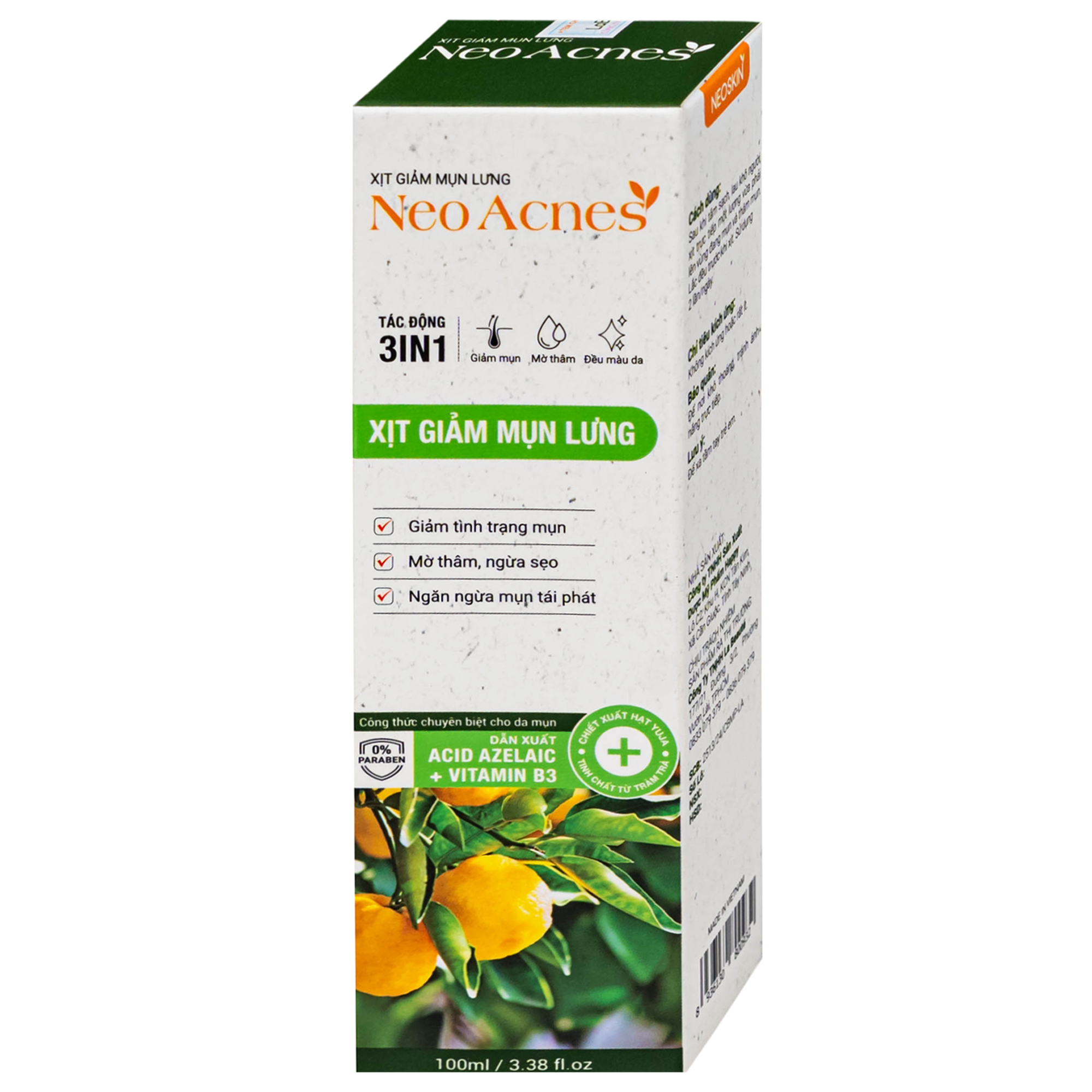 Hình ảnh Xịt giảm mụn lưng Neo Acnes làm dịu nốt mụn, giảm tình trạng mụn trên da cơ thể (100ml)