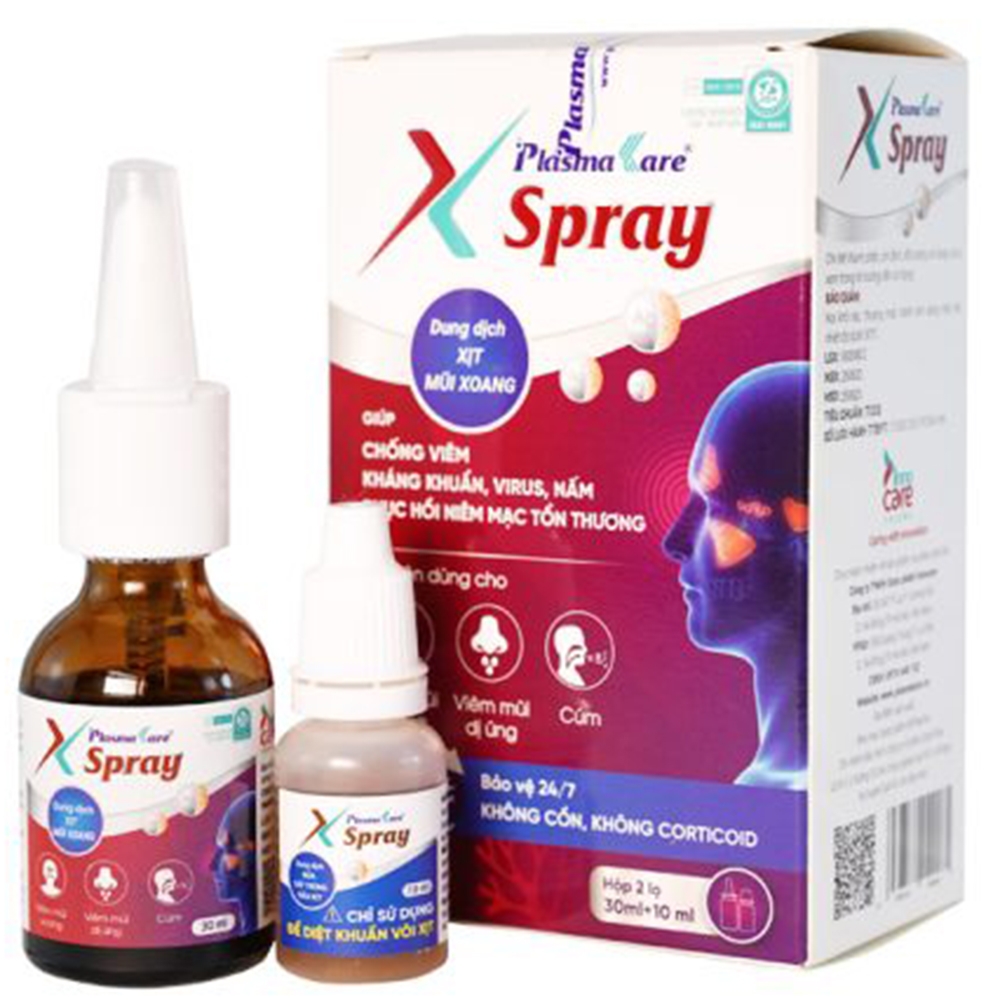 Hình ảnh Dung dịch xịt mũi xoang PlasmaKare X-Spray Innocare pharma (1 lọ xịt 30ml + 1 lọ sát trùng đầu xịt 10ml)