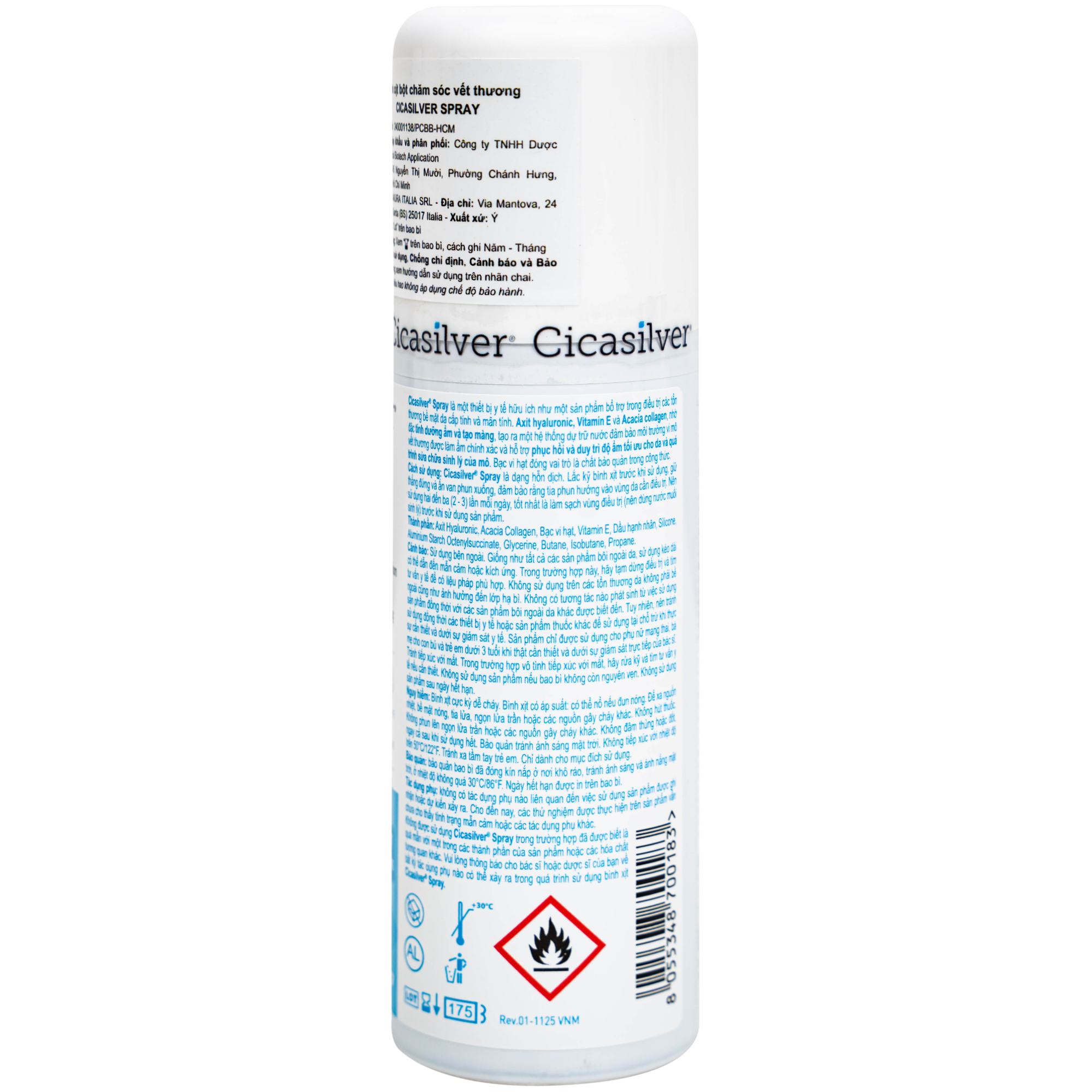 Hình ảnh Xịt phủ vết thương, vết bỏng Cicasilver Spray 125ml giúp bảo vệ làm lành vết thương