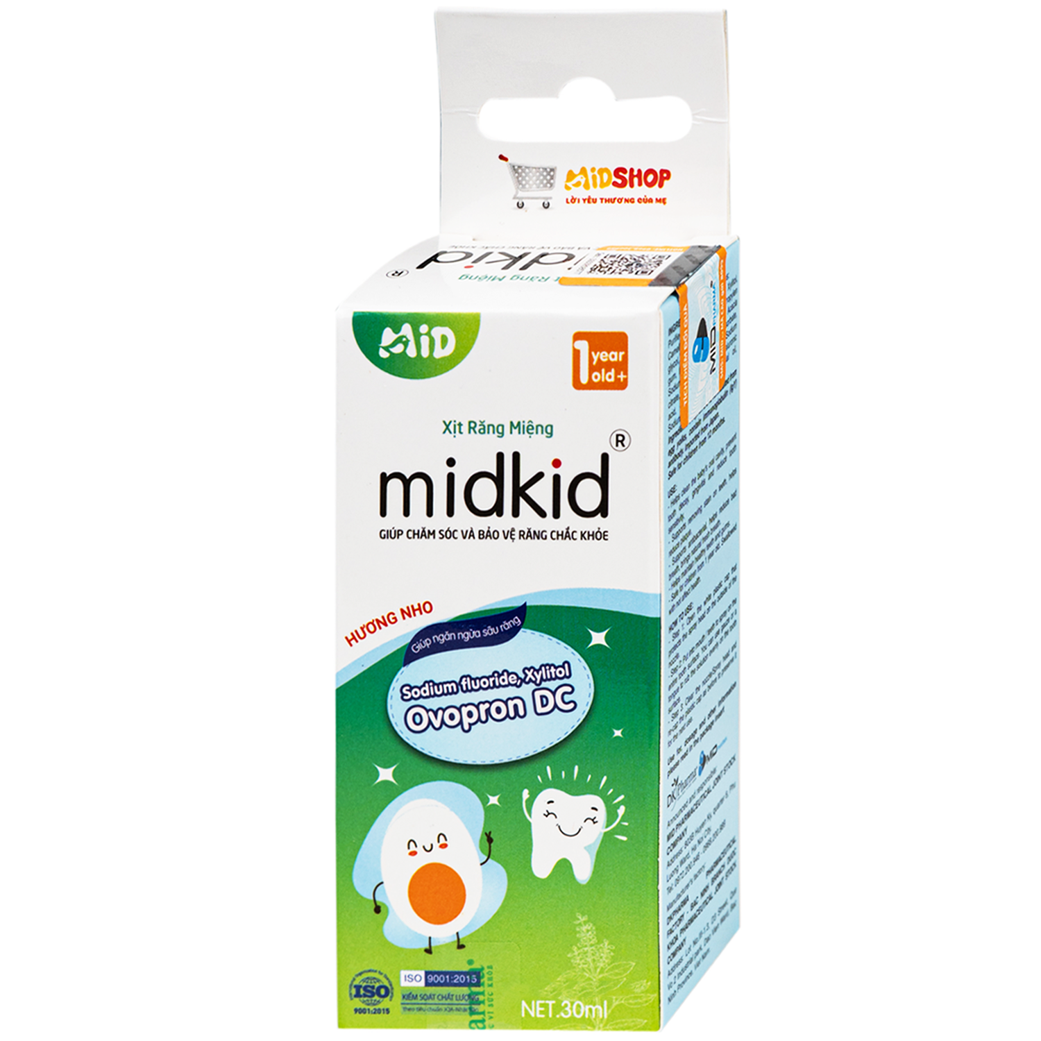Hình ảnh Xịt răng miệng Midkid hương Nho 1 year+ - Làm sạch răng miệng, ngừa hôi miệng và sâu răng cho bé (30ml)