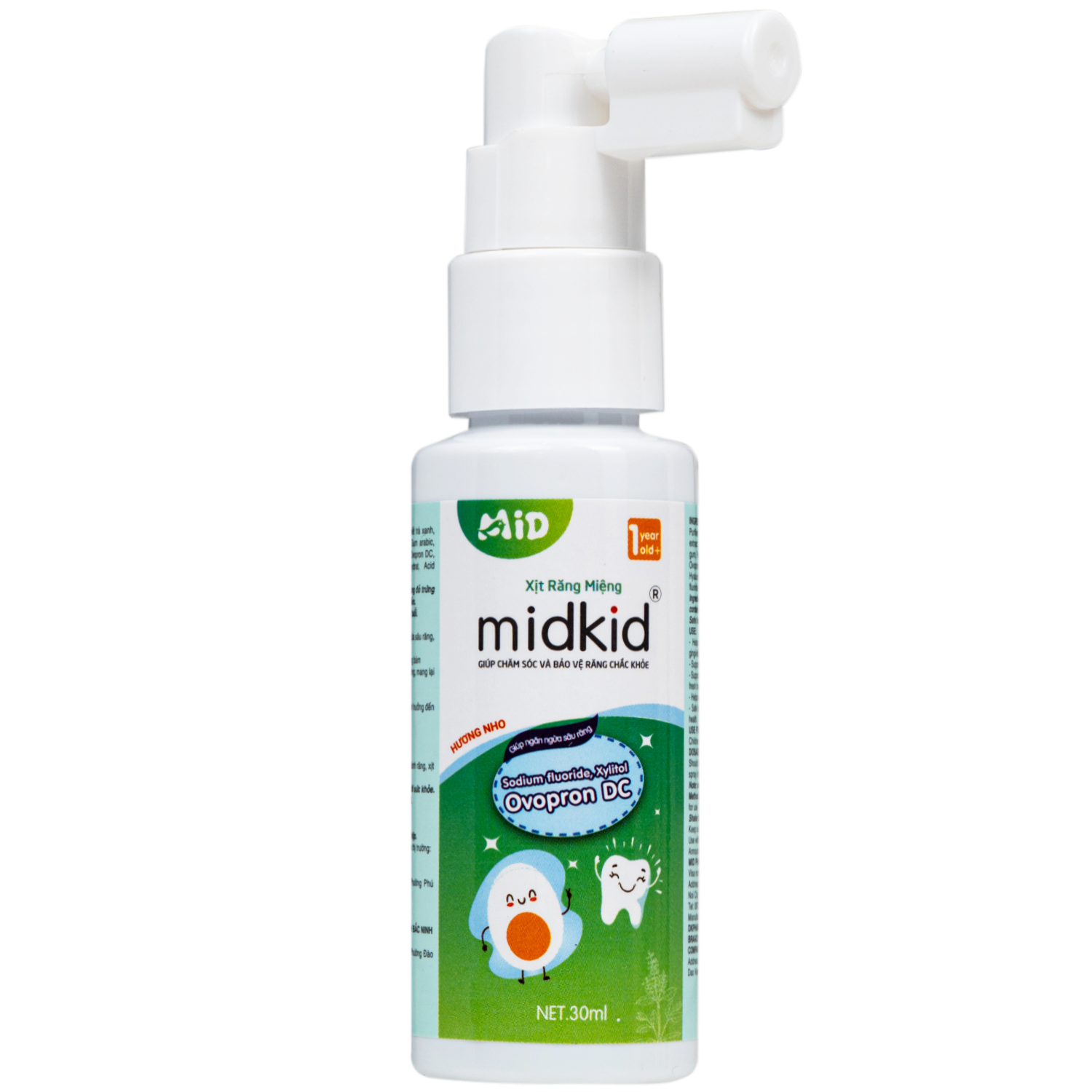 Hình ảnh Xịt răng miệng Midkid hương Nho 1 year+ - Làm sạch răng miệng, ngừa hôi miệng và sâu răng cho bé (30ml)