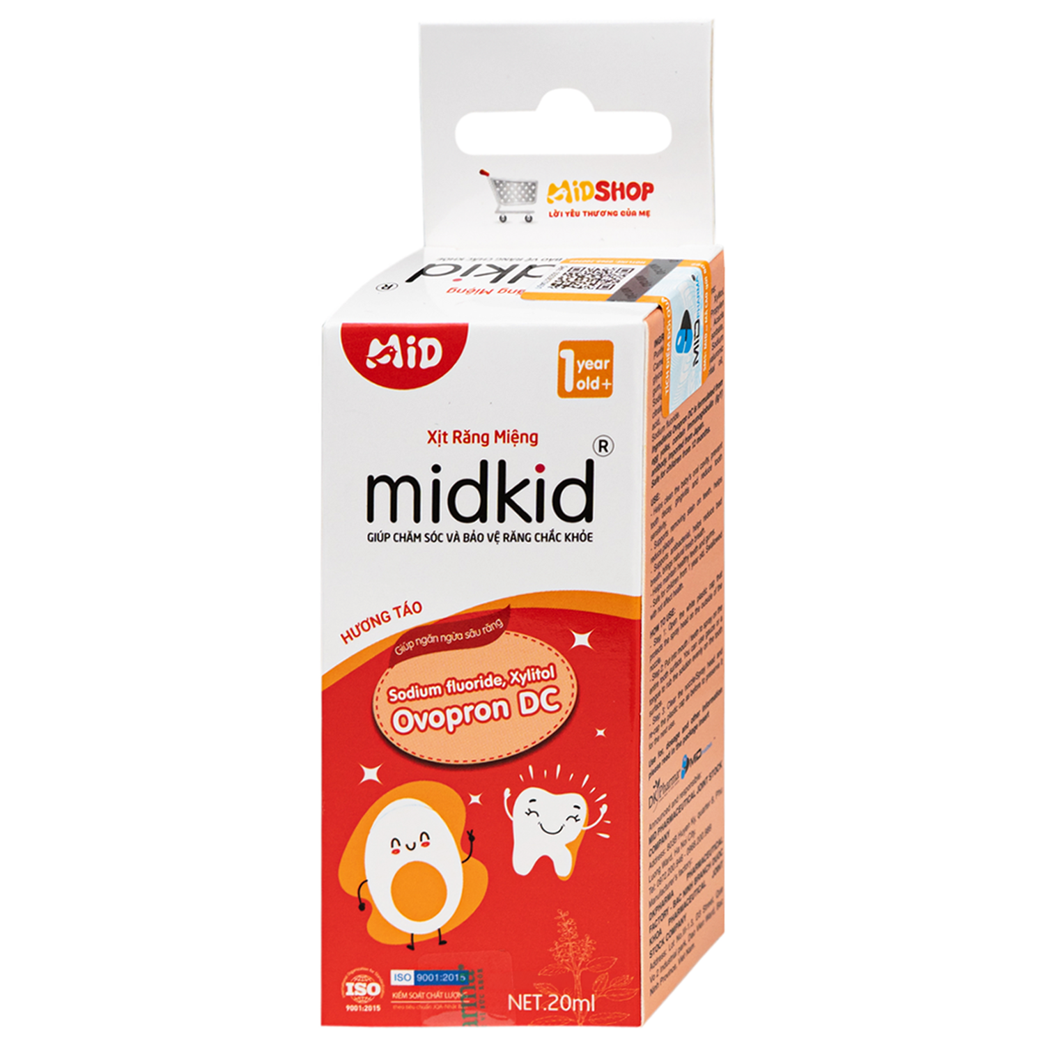 Hình ảnh Xịt răng miệng Midkid hương Táo 1 year+ - Làm sạch răng miệng, ngừa hôi miệng và sâu răng cho bé (20ml)