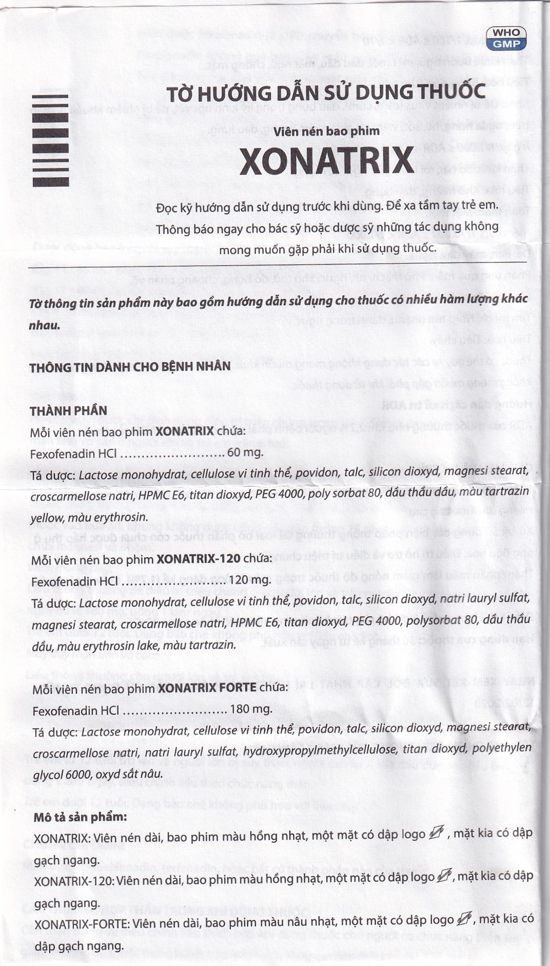 Hình ảnh Thuốc Xonatrix 60mg DaviPharm điều trị triệu chứng viêm mũi dị ứng theo mùa (3 vỉ x 10 viên) 