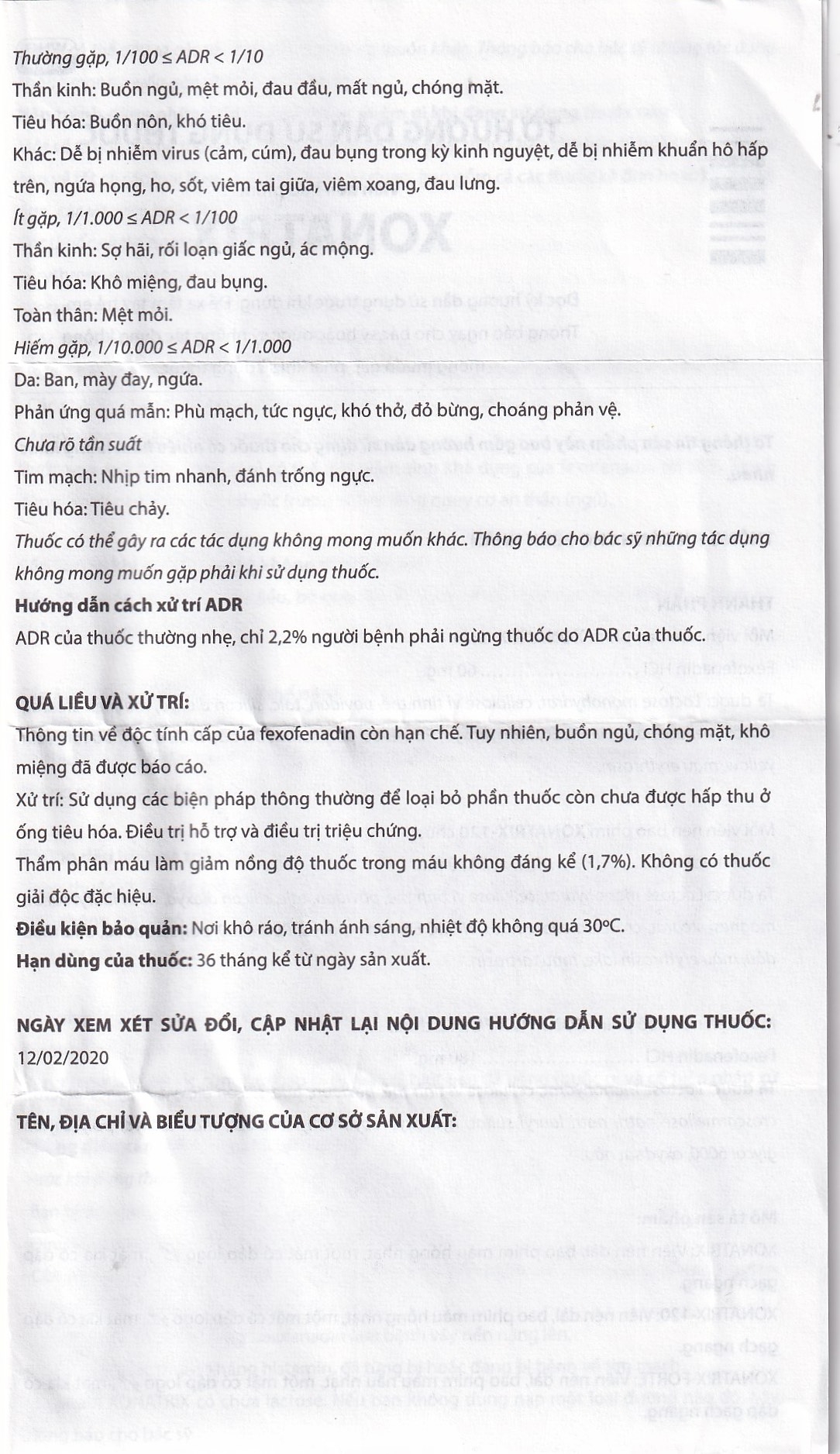 Hình ảnh Thuốc Xonatrix 60mg DaviPharm điều trị triệu chứng viêm mũi dị ứng theo mùa (3 vỉ x 10 viên) 