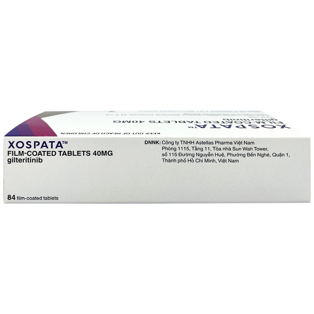 Hình ảnh Thuốc Xospata 40mg Astellas điều trị cho người lớn mắc bệnh bạch cầu tủy cấp tính (4 vỉ x 21 viên)