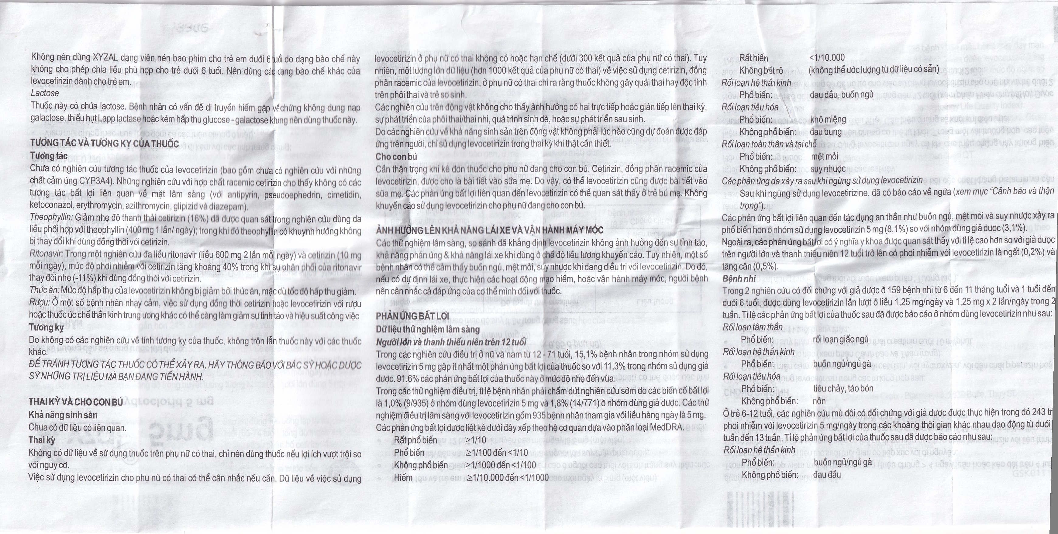 Hình ảnh Thuốc Xyzal 5mg GSK điều trị triệu chứng viêm mũi dị ứng theo mùa (1 vỉ x 10 viên)