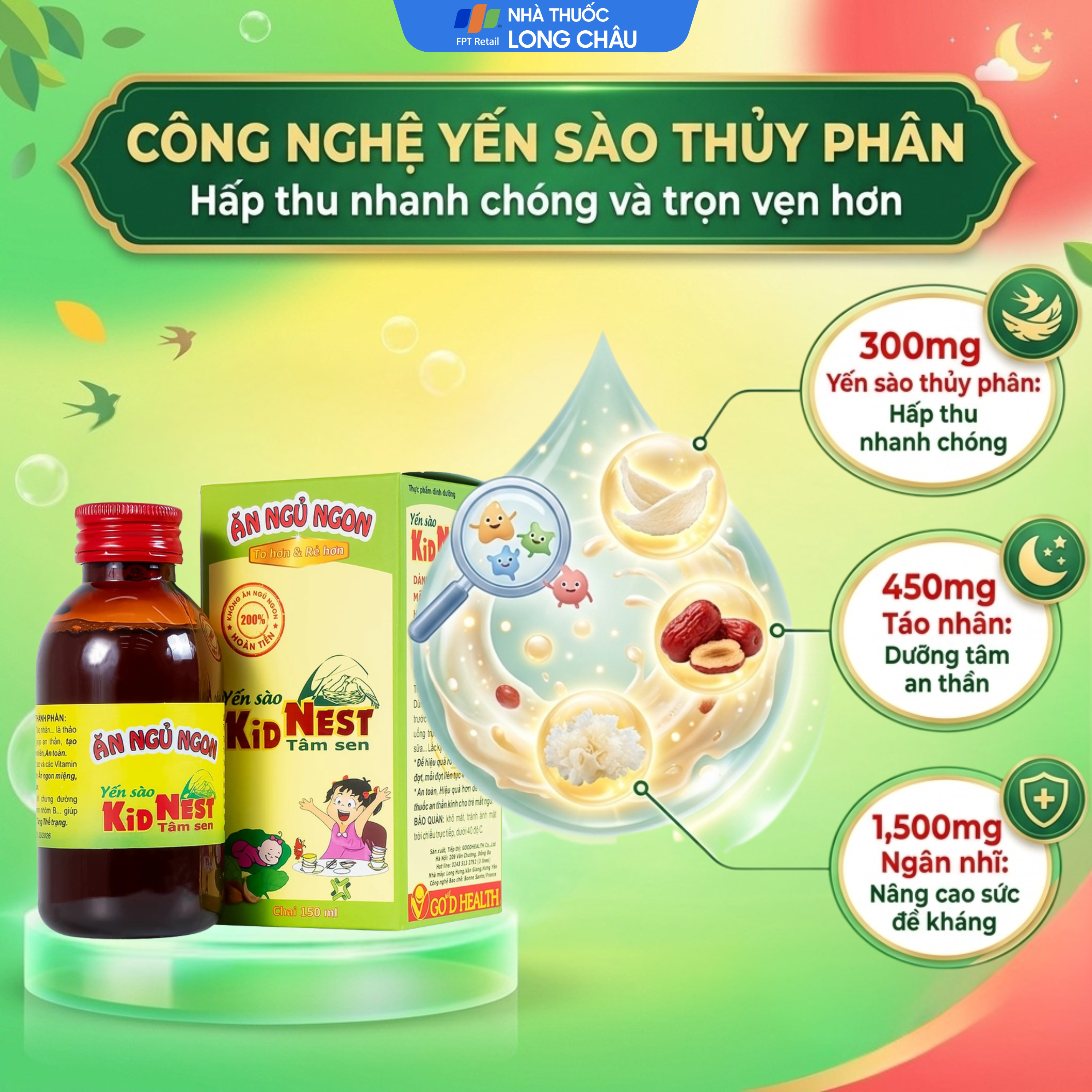 Hình ảnh Giúp bồi bổ sức khỏe cho trẻ Yến sào Kid Nest Tâm Sen (150ml)