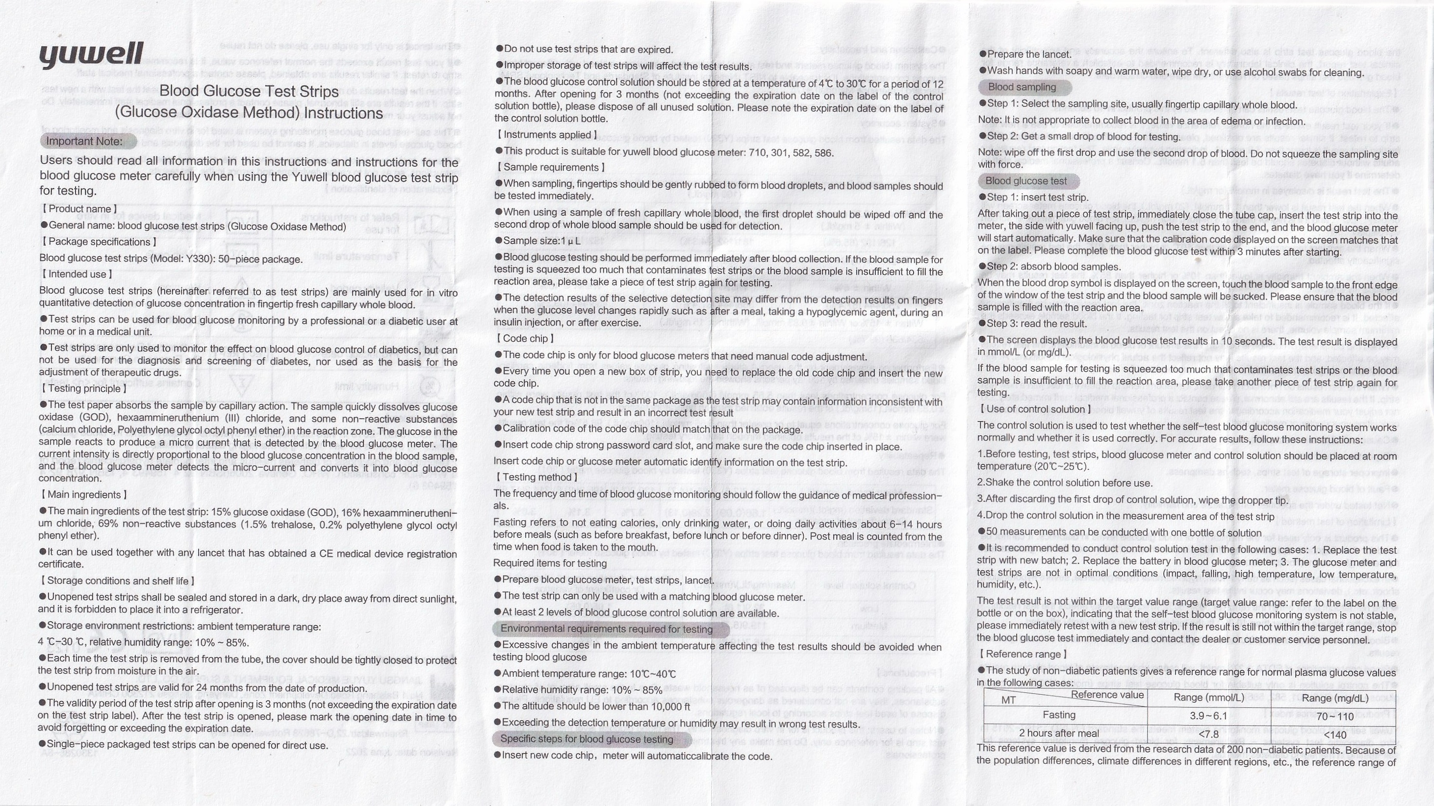Hình ảnh Que thử đường huyết Yuwell Y330 (50 que)
