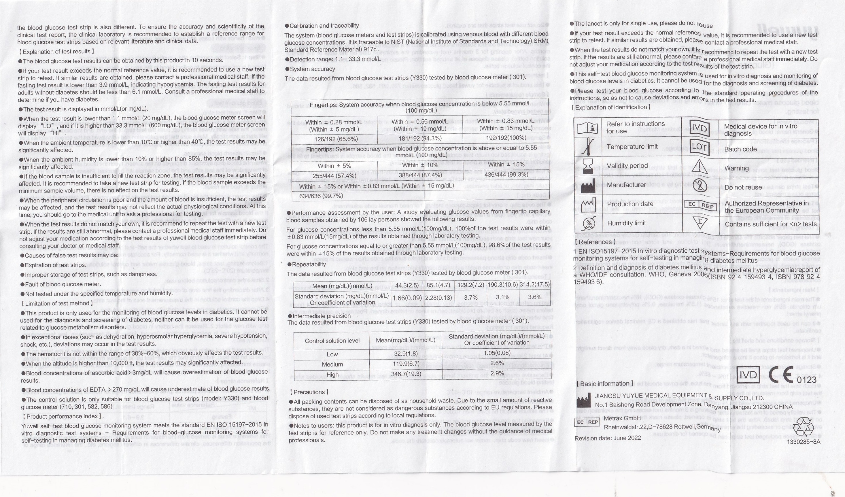 Hình ảnh Que thử đường huyết Yuwell Y330 (50 que)