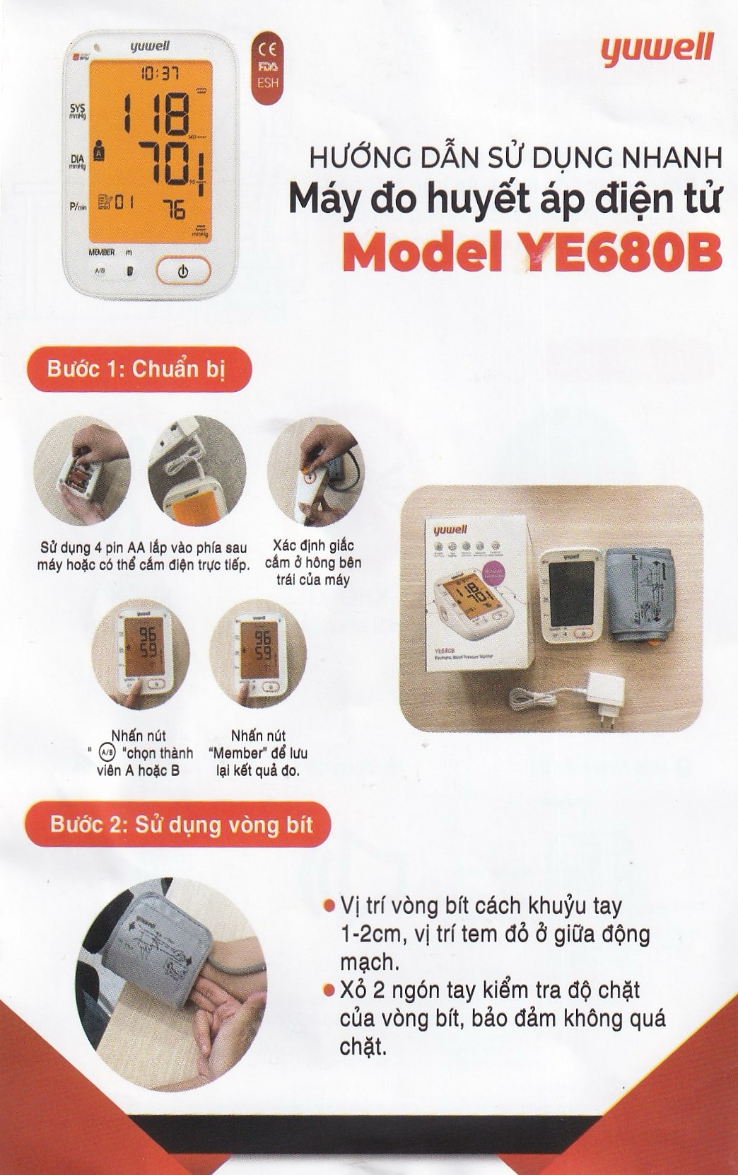 Hình ảnh Máy đo huyết áp điện tử bắp tay Yuwell YE680B cảnh báo rung nhĩ, ngăn ngừa đột quỵ