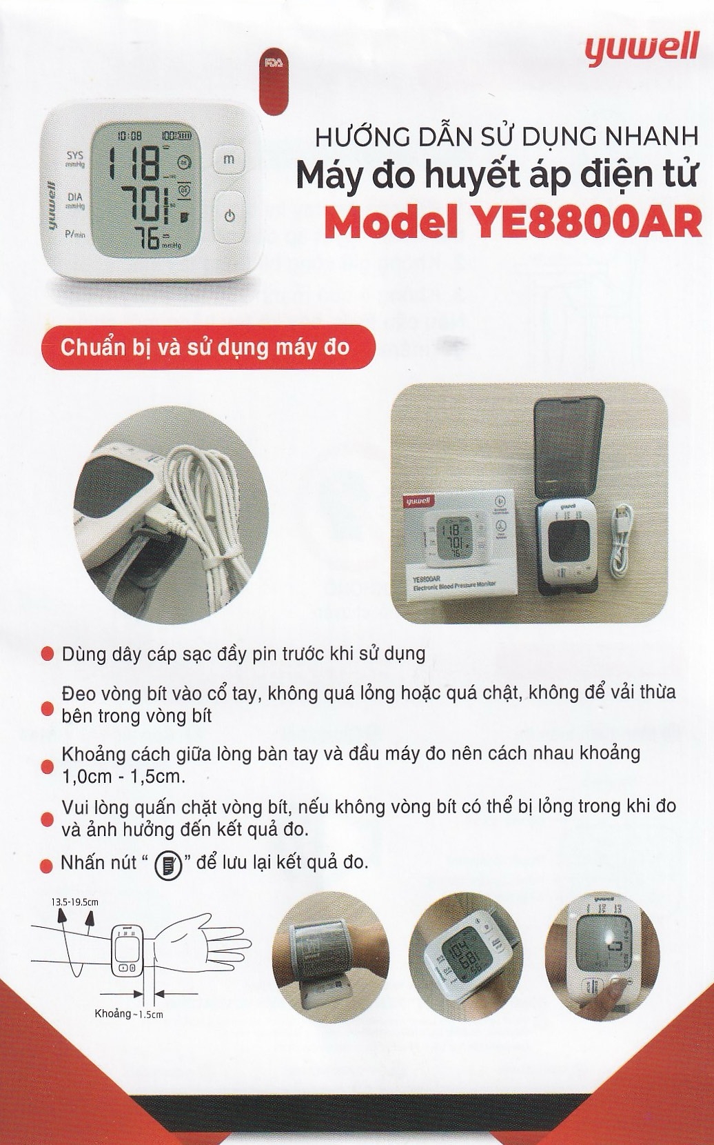 Hình ảnh Máy đo huyết áp điện tử cổ tay Yuwell YE8800AR cảnh báo rung nhĩ, ngăn ngừa đột quỵ