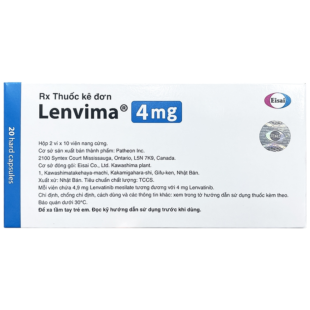 Hình ảnh Viên nang cứng Lenvima 4mg Eisai điều trị ung thư (2 vỉ x 10 viên)