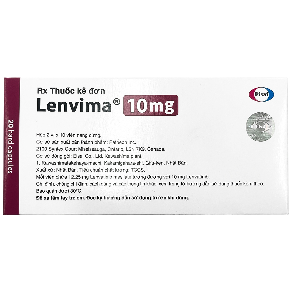 Hình ảnh Viên nang cứng Lenvima 10mg Eisai điều trị một số loại ung thư (2 vỉ x 10 viên)