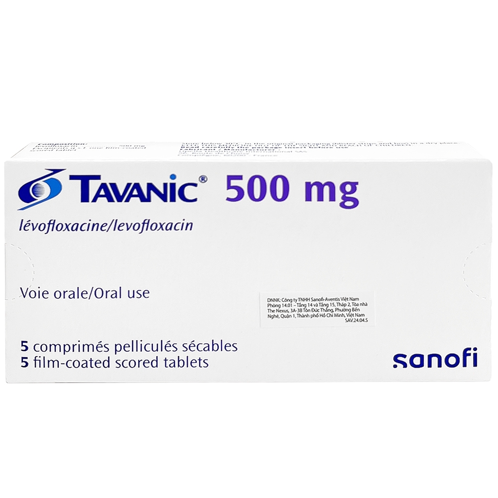 Hình ảnh Thuốc Tavanic 500mg Sanofi điều trị nhiễm khuẩn do vi khuẩn (1 vỉ x 5 viên)