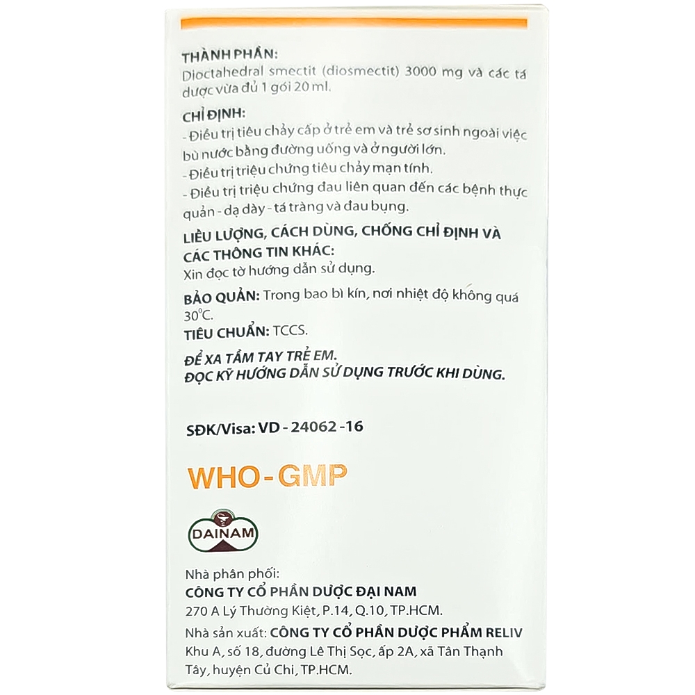 Hình ảnh Hỗn dịch uống Macfor 3000mg Reliv điều trị tiêu chảy cấp, triệu chứng tiêu chảy mạn tính (20 gói)