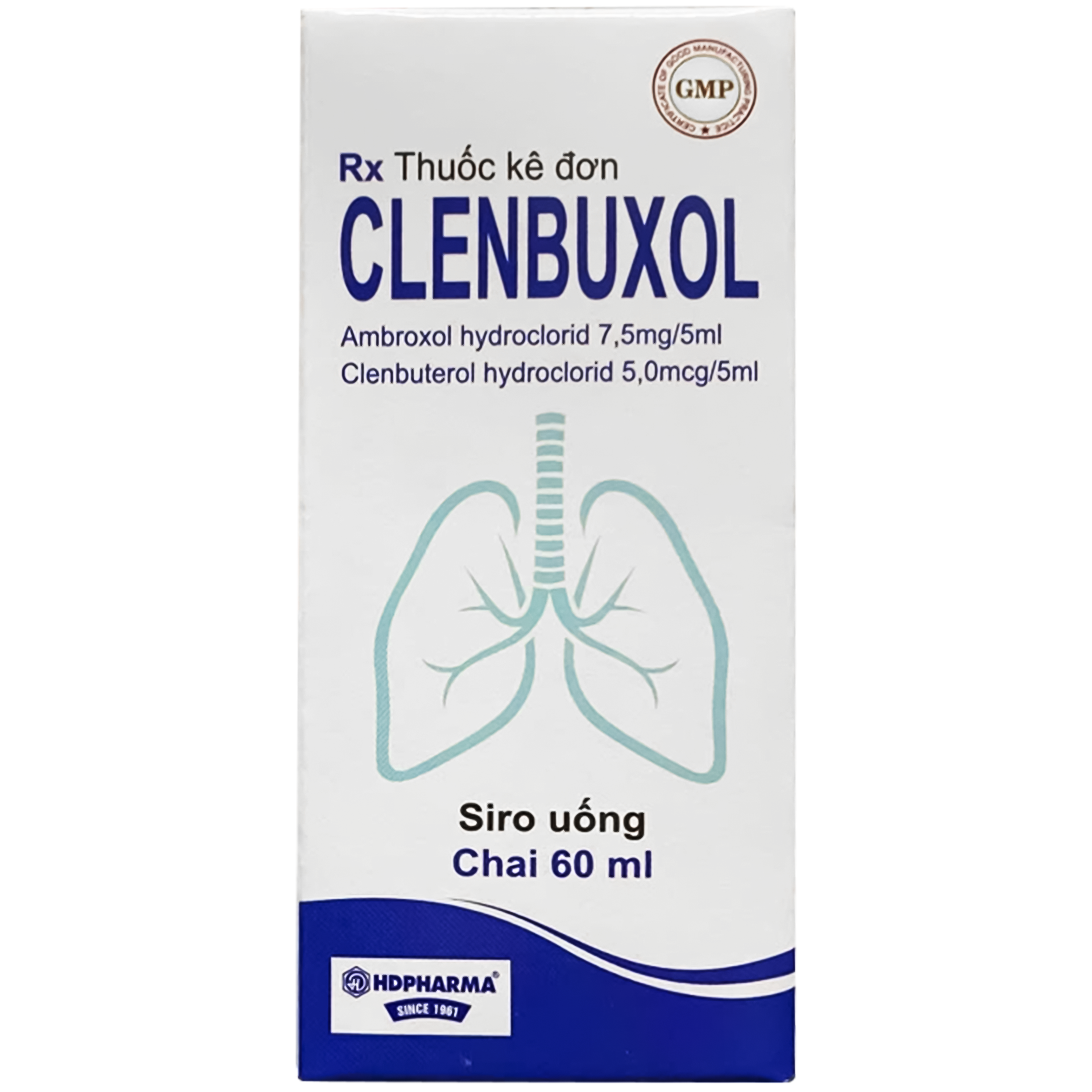 Hình ảnh Thuốc siro uống Clenbuxol 7.5MG/5mcg Hdpharm điều trị các bệnh đường hô hấp, hen phế quản và viêm phế quản mạn (60ml)