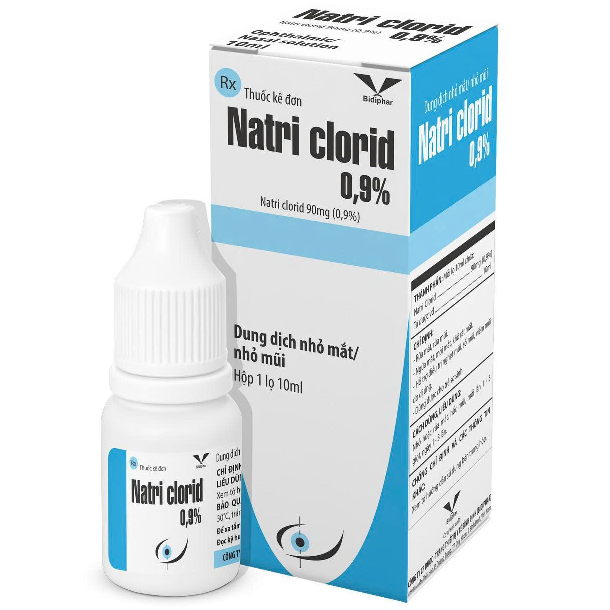 Hình ảnh Thuốc nhỏ mắt, nhỏ mũi Natri clorid 0.9% Bidiphar hổ trợ rửa mắt, rửa mũi, khô rát mắt, sổ mũi (10ml)