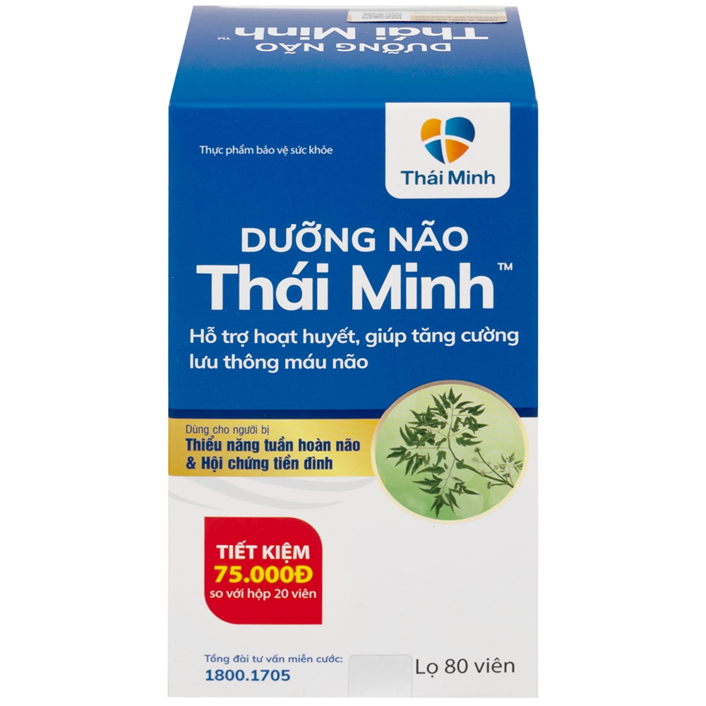 Hình ảnh Viên uống Dưỡng Não Thái Minh hỗ trợ hoạt huyết, tăng cường lưu thông máu não (80 viên)