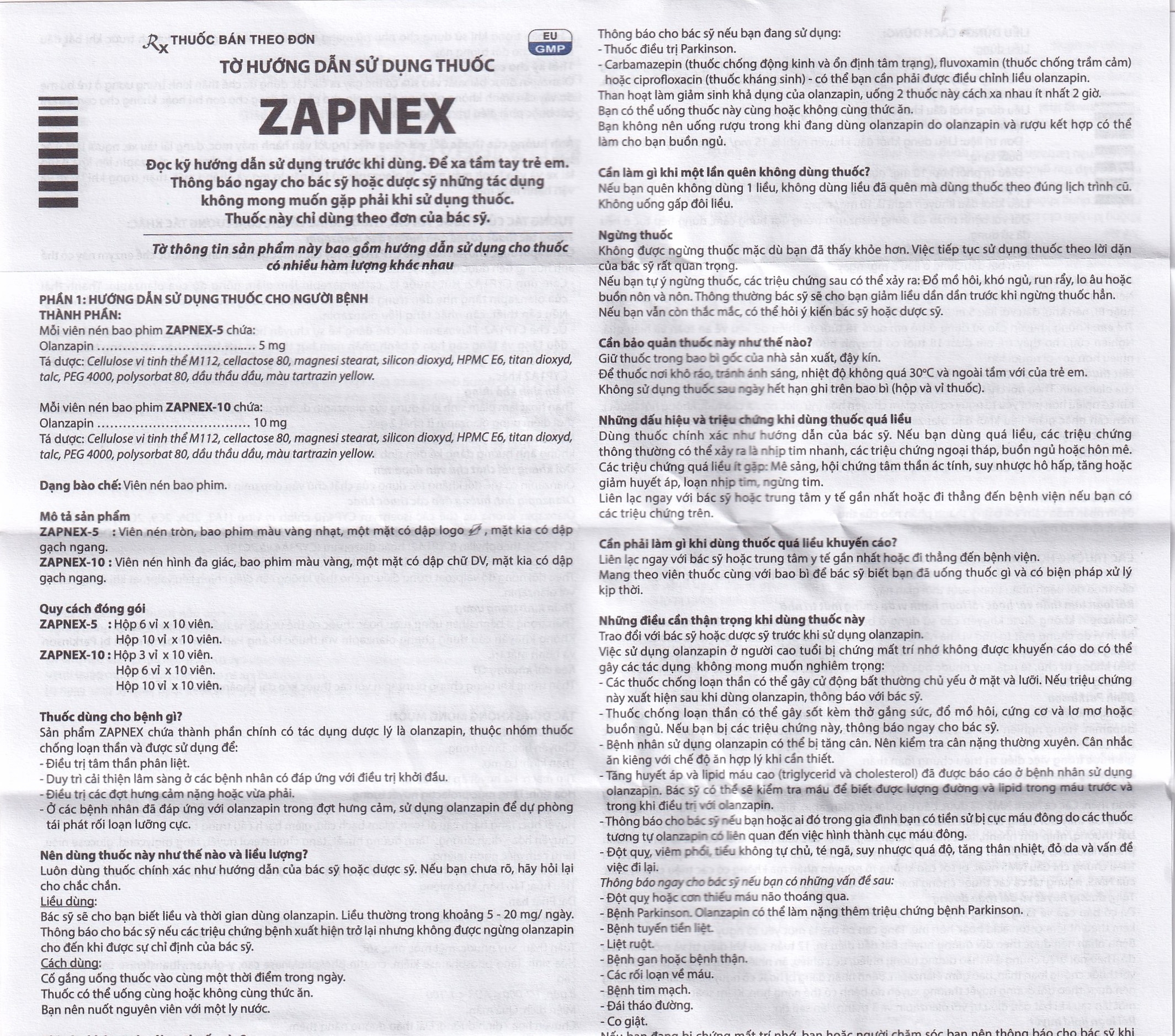 Hình ảnh Thuốc Zapnex-10 DaviPharm điều trị tâm thần phân liệt (3 vỉ x 10 viên)