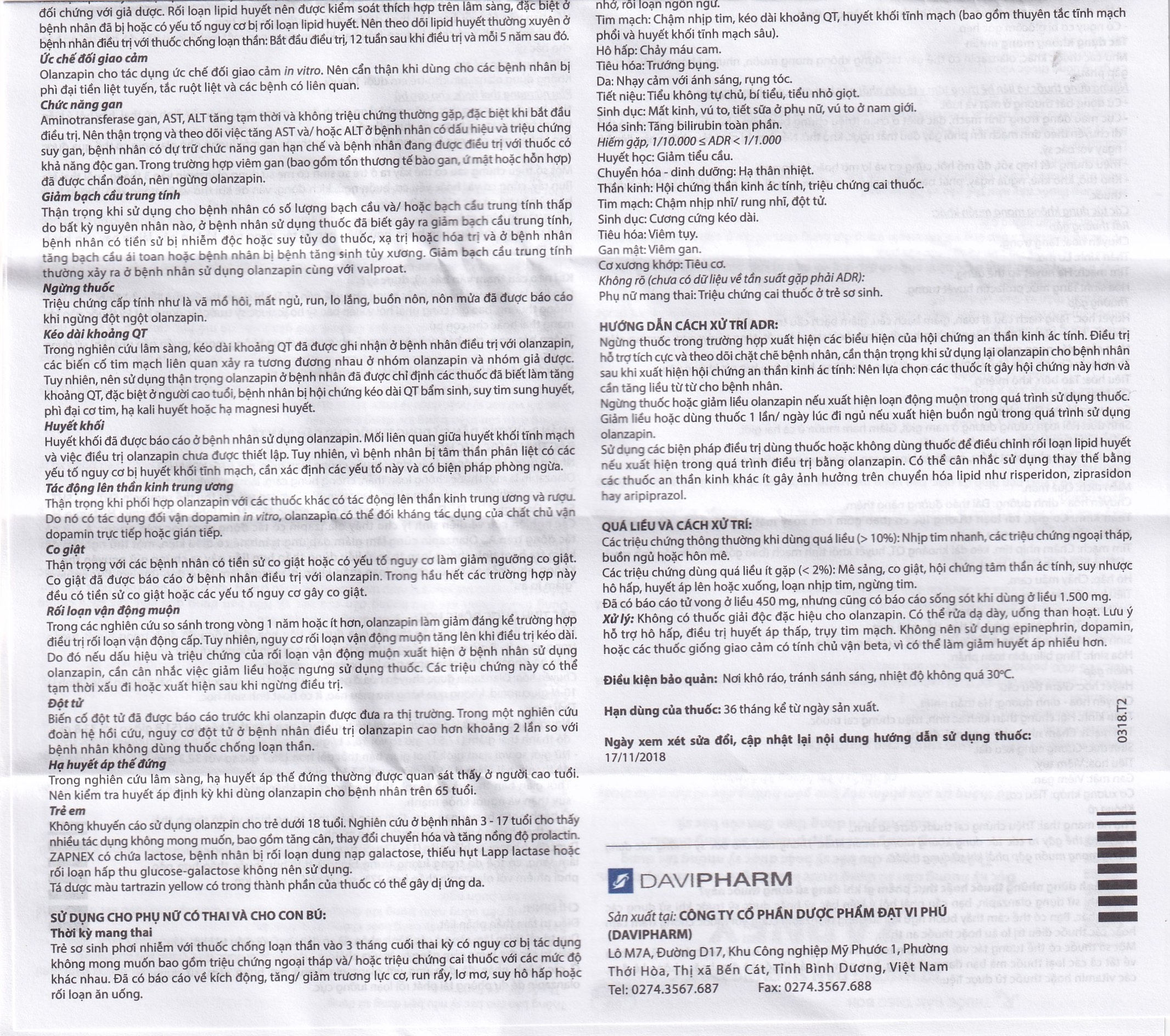 Hình ảnh Thuốc Zapnex-10 DaviPharm điều trị tâm thần phân liệt (3 vỉ x 10 viên)