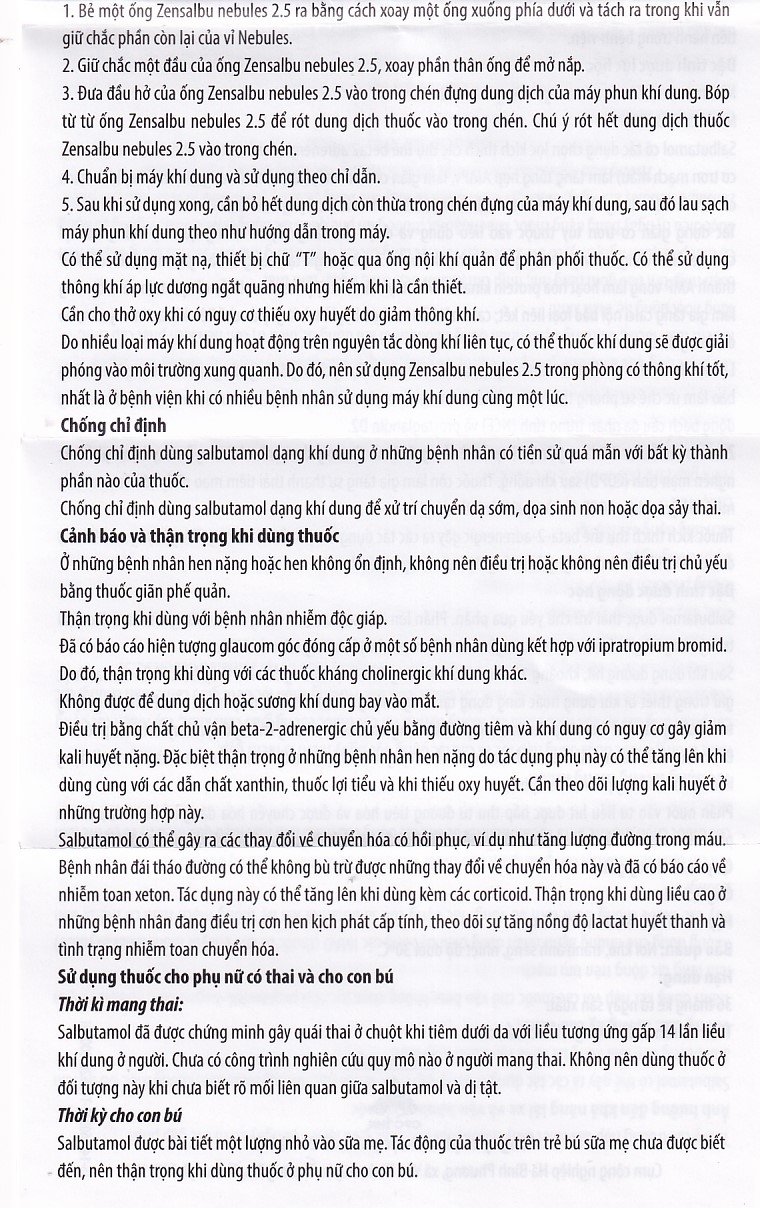 Hình ảnh Thuốc Zensalbu 2.5mg CPC1HN kiểm soát co thắt phế quản mạn, điều trị hen nặng cấp tính (2 vỉ x 5 ống)