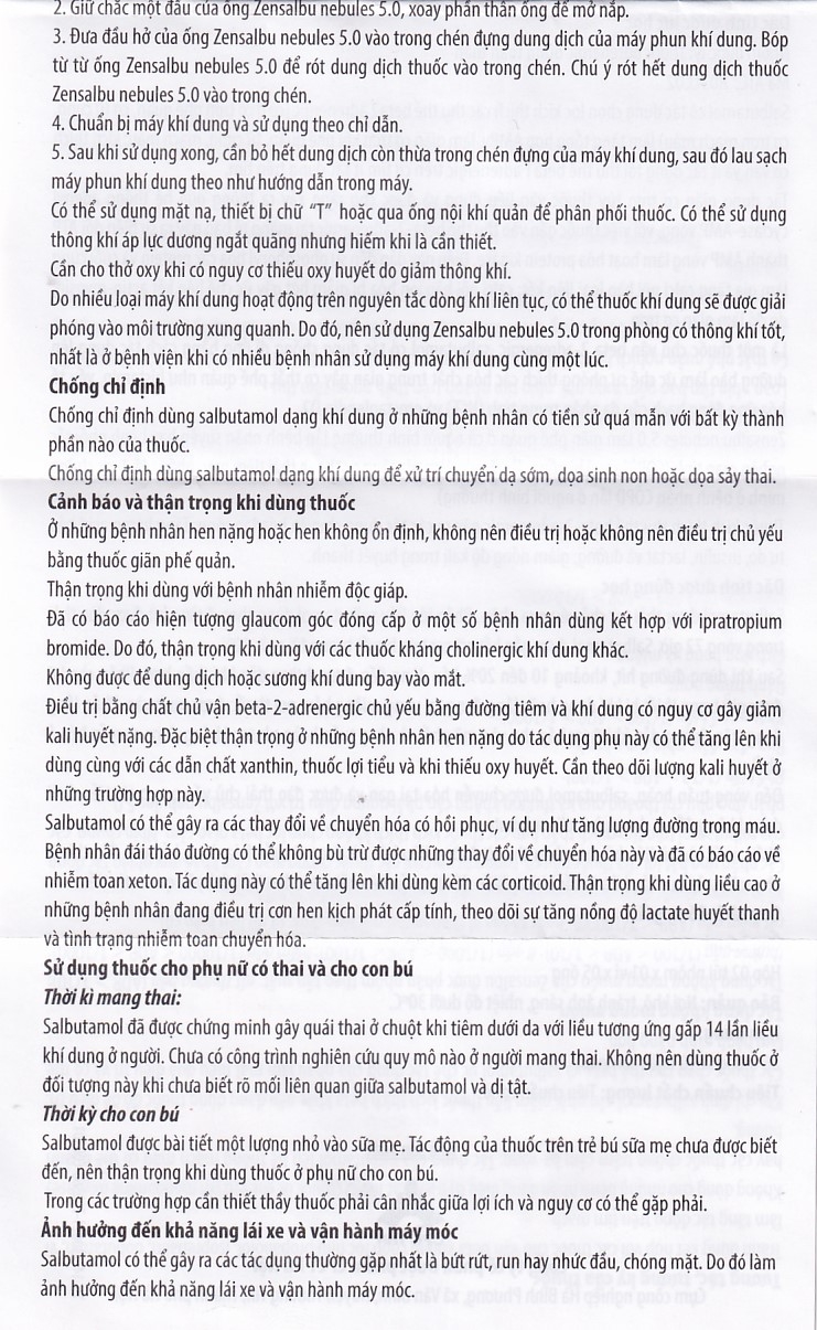 Hình ảnh Thuốc Zensalbu 5mg CPC1HN kiểm soát co thắt phế quản mạn, điều trị hen nặng cấp tính (2 vỉ x 5 ống)