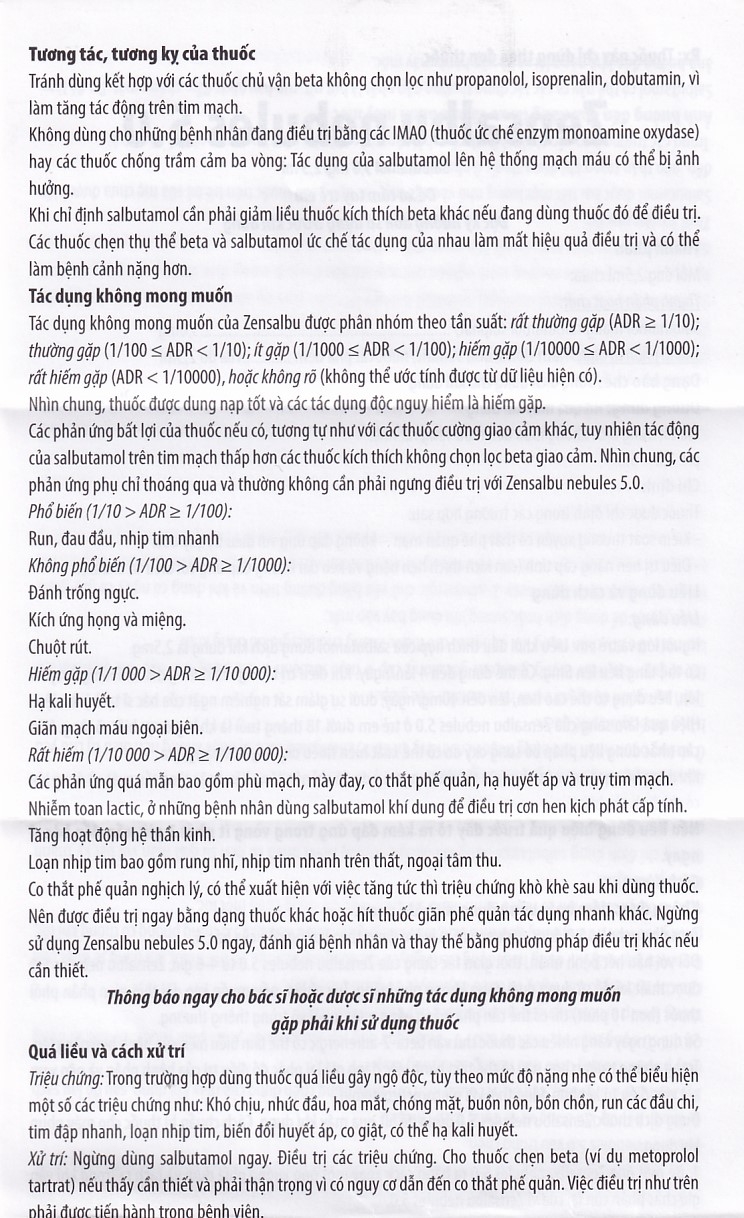 Hình ảnh Thuốc Zensalbu 5mg CPC1HN kiểm soát co thắt phế quản mạn, điều trị hen nặng cấp tính (2 vỉ x 5 ống)