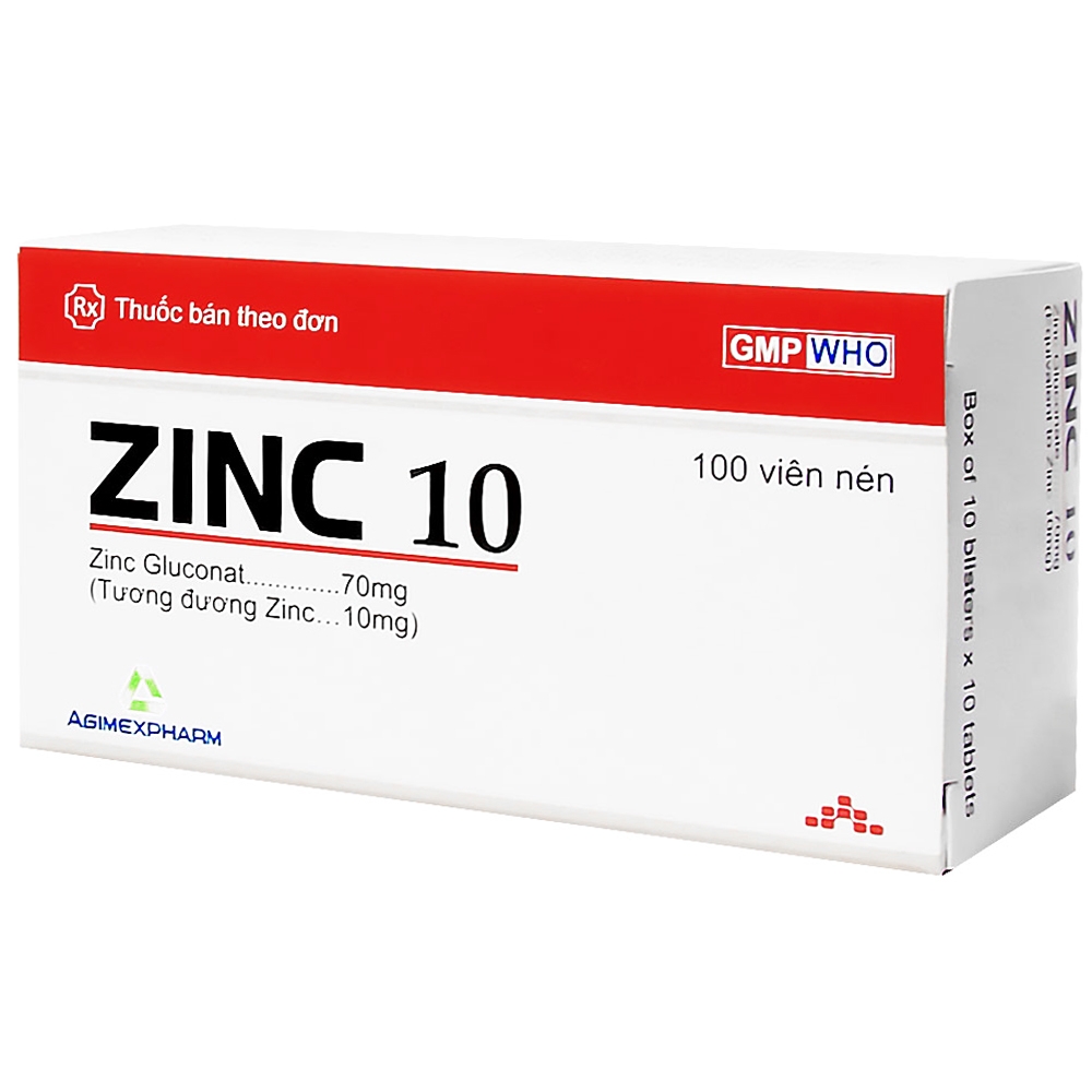 Hình ảnh Thuốc Zinc 10 Agimexpharm dự phòng và điều trị thiếu kẽm (10 vỉ x 10 viên)