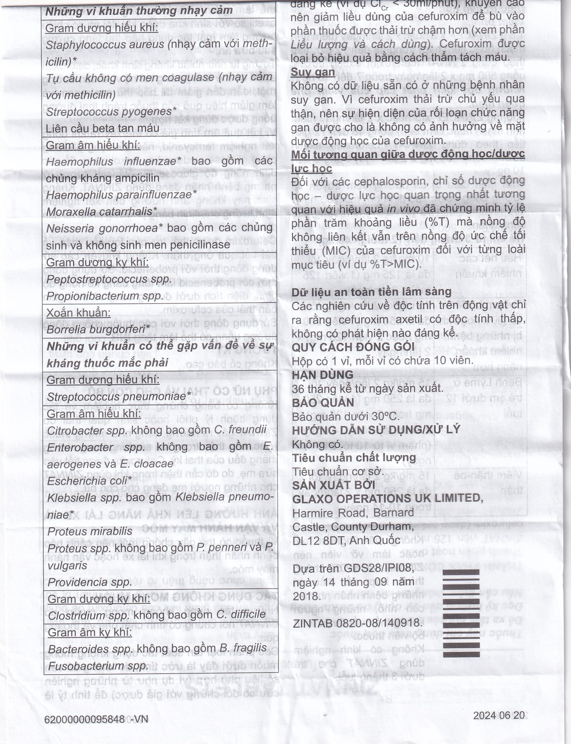 Hình ảnh Thuốc Zinnat tablets 500mg Sandoz điều trị những nhiễm khuẩn do vi khuẩn nhạy cảm gây ra (1 vỉ x 10 viên)