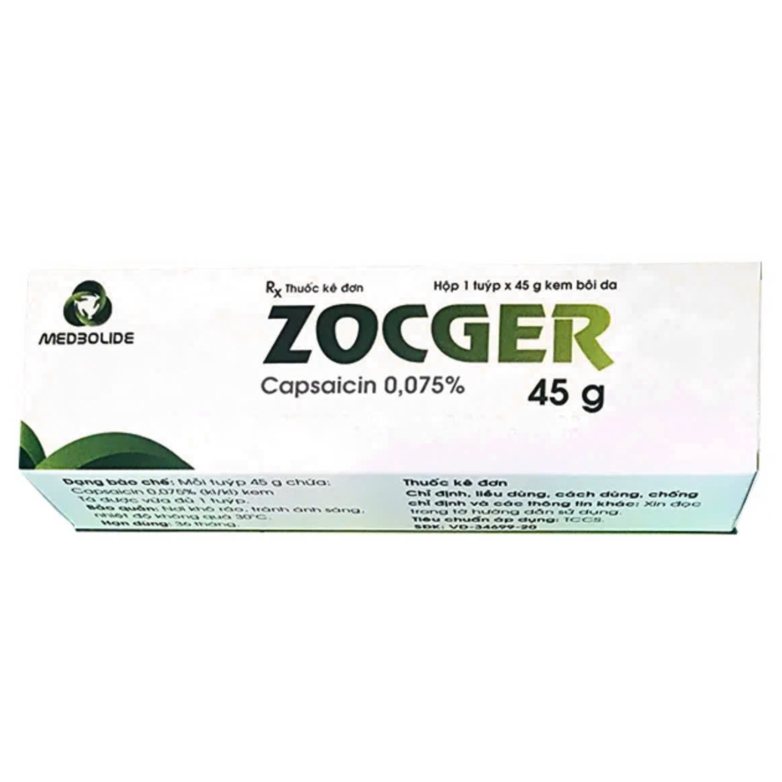 Hình ảnh Thuốc Zocger 0.075% Medipharco bôi ngoài da giúp giảm đau tại chỗ (45g)