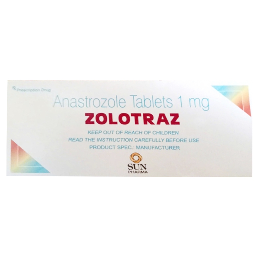 Hình ảnh Thuốc Zolotraz Anastrozole Tablets 1mg Sun Pharma hỗ trợ điều trị ung thư vú (2 vỉ x 14 viên)