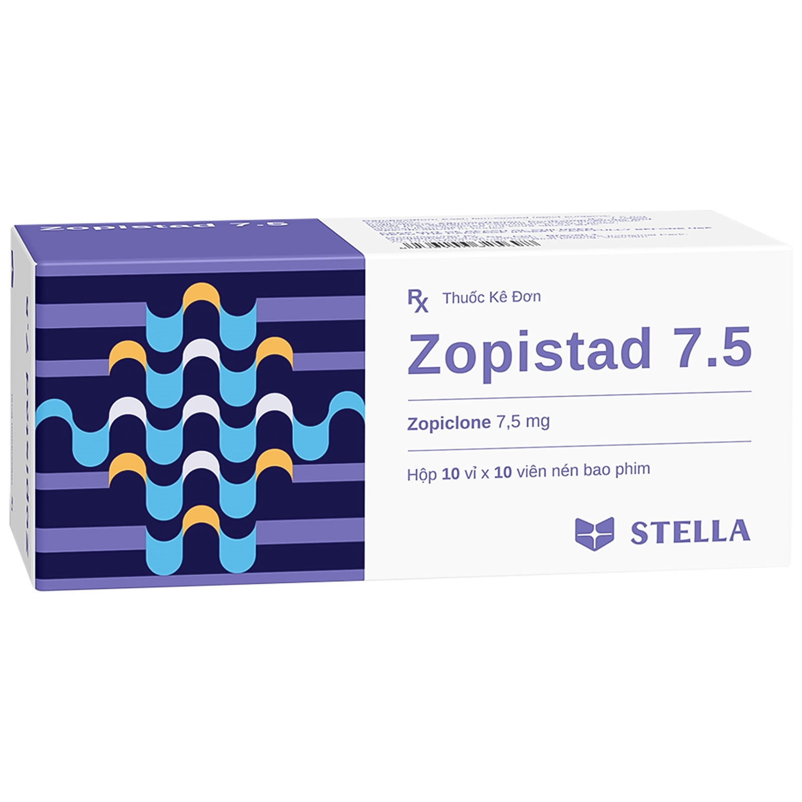 Hình ảnh Thuốc Zopistad 7.5mg Stella Pharm điều trị ngắn hạn chứng mất ngủ (10 vỉ x 10 viên)