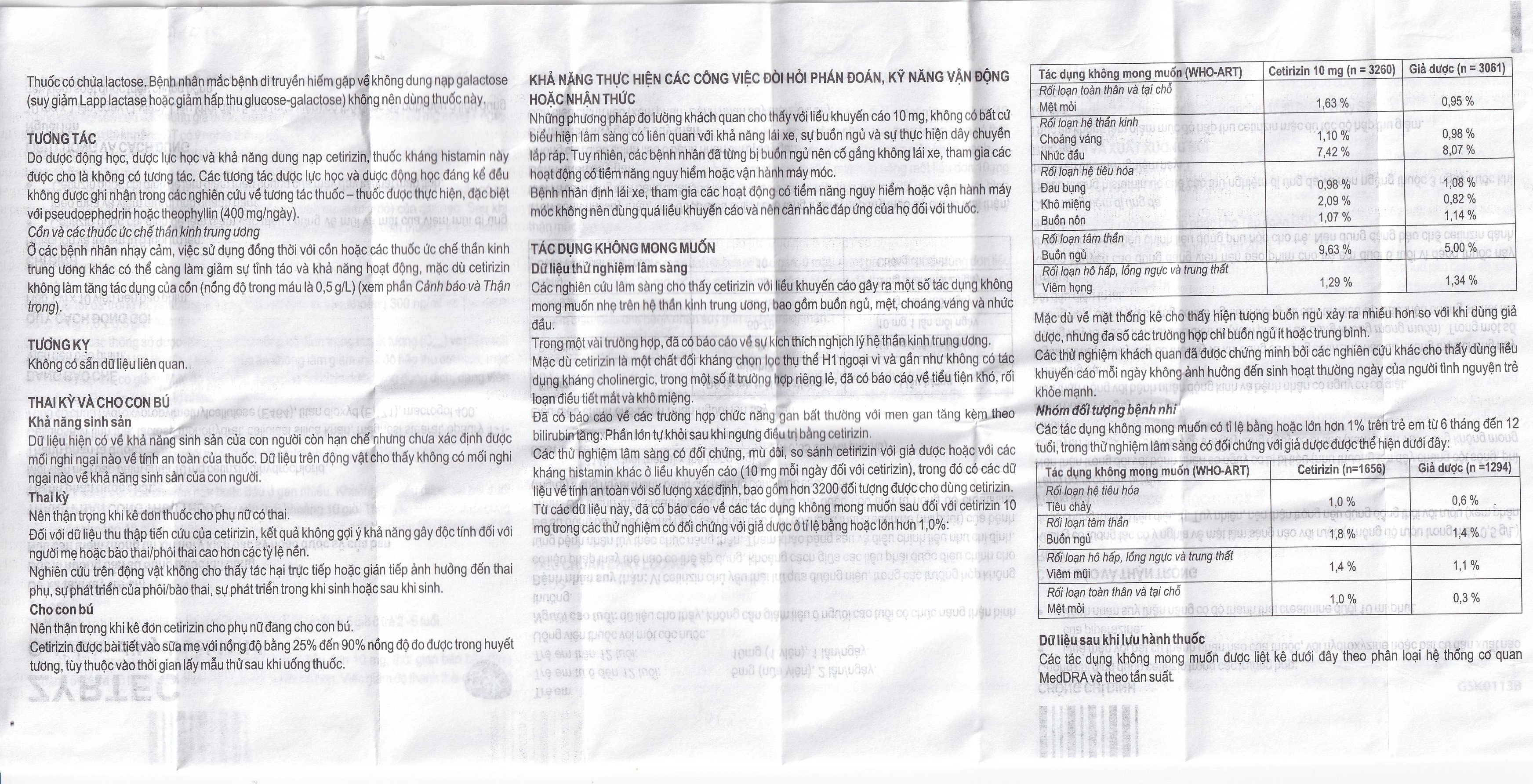 Hình ảnh Thuốc Zyrtec GSK giảm viêm mũi dị ứng, mày đay tự phát, mạn tính (1 vỉ x 10 viên)