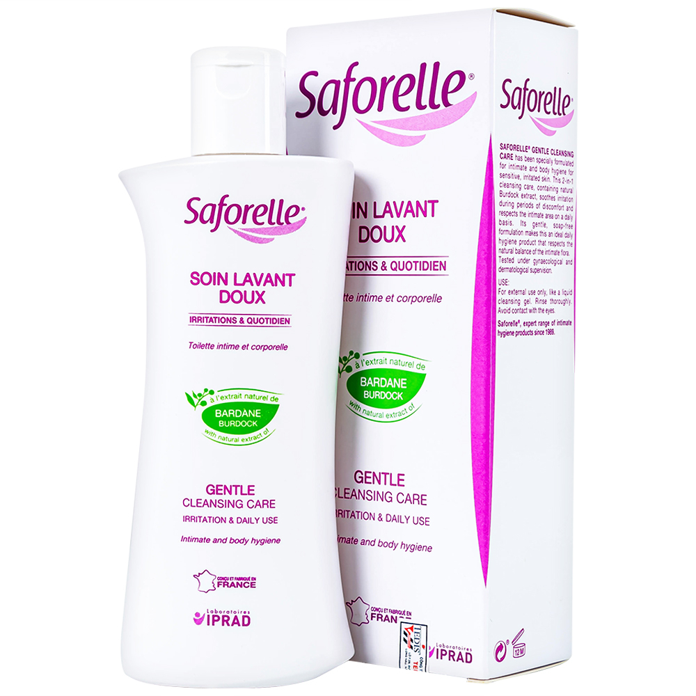 Dung dịch vệ sinh phụ nữ Saforelle Gentle Soothing Cleansing Care làm sạch dịu nhẹ, bảo vệ vùng kín (250ml)