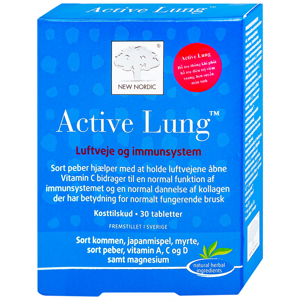 VIÊN UỐNG HỖ TRỢ THÔNG KHÍ PHỔI ACTIVE LUNG NEW NORDIC 2X15