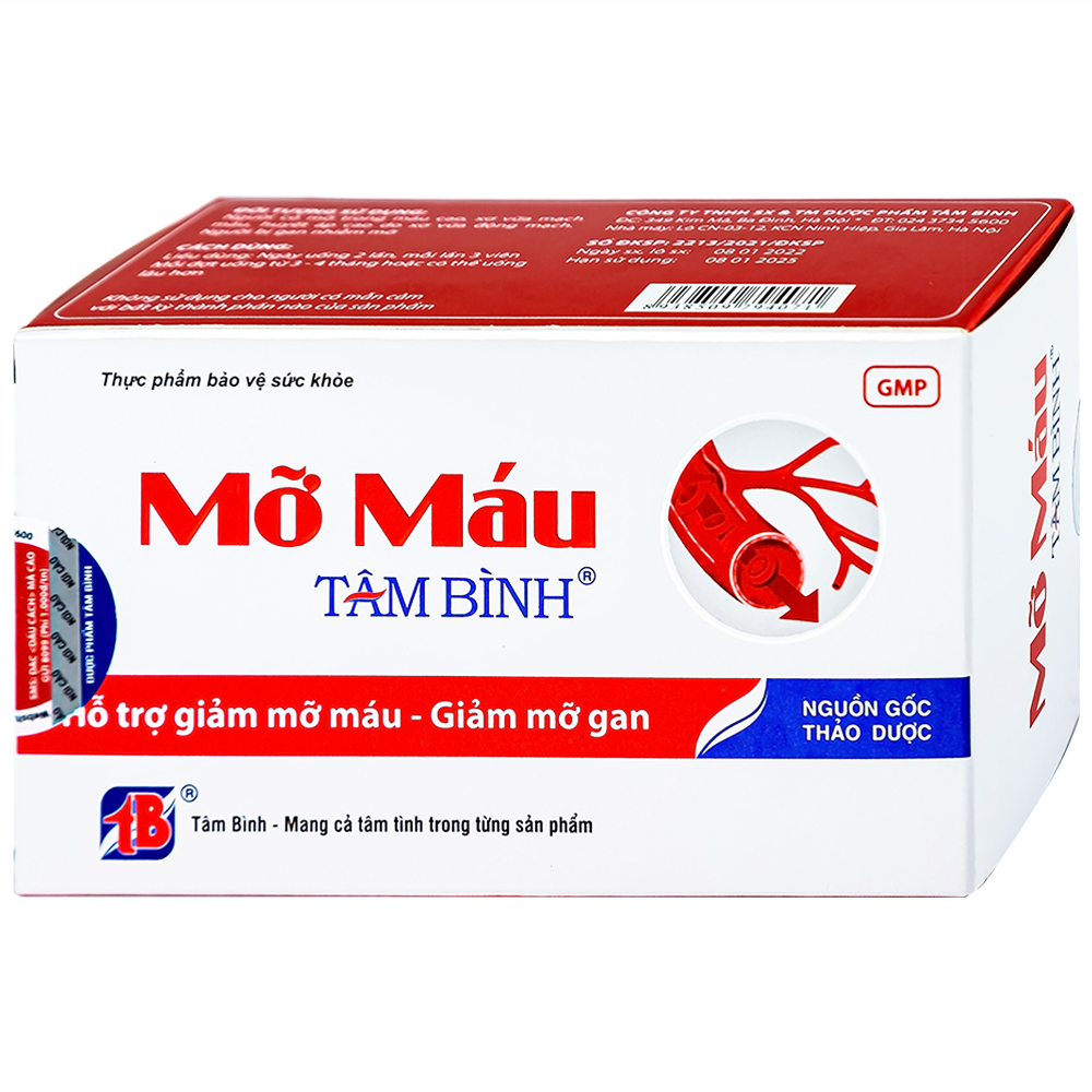VIÊN UỐNG HỖ TRỢ GIẢM MỠ MÁU TÂM BÌNH 5X12