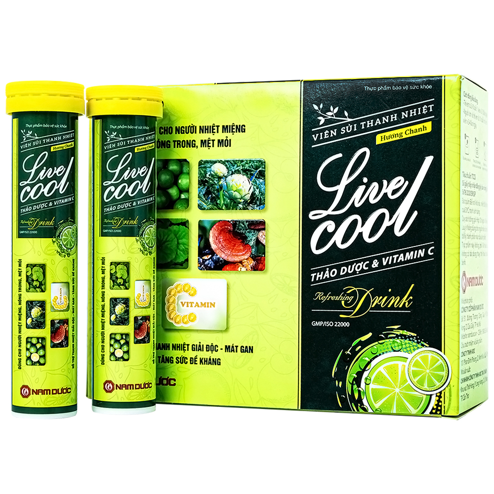 Viên sủi Livecool Nam Dược thanh nhiệt giải độc, mát gan, tăng cường sức đề kháng hương chanh (Tuýp 16 viên)